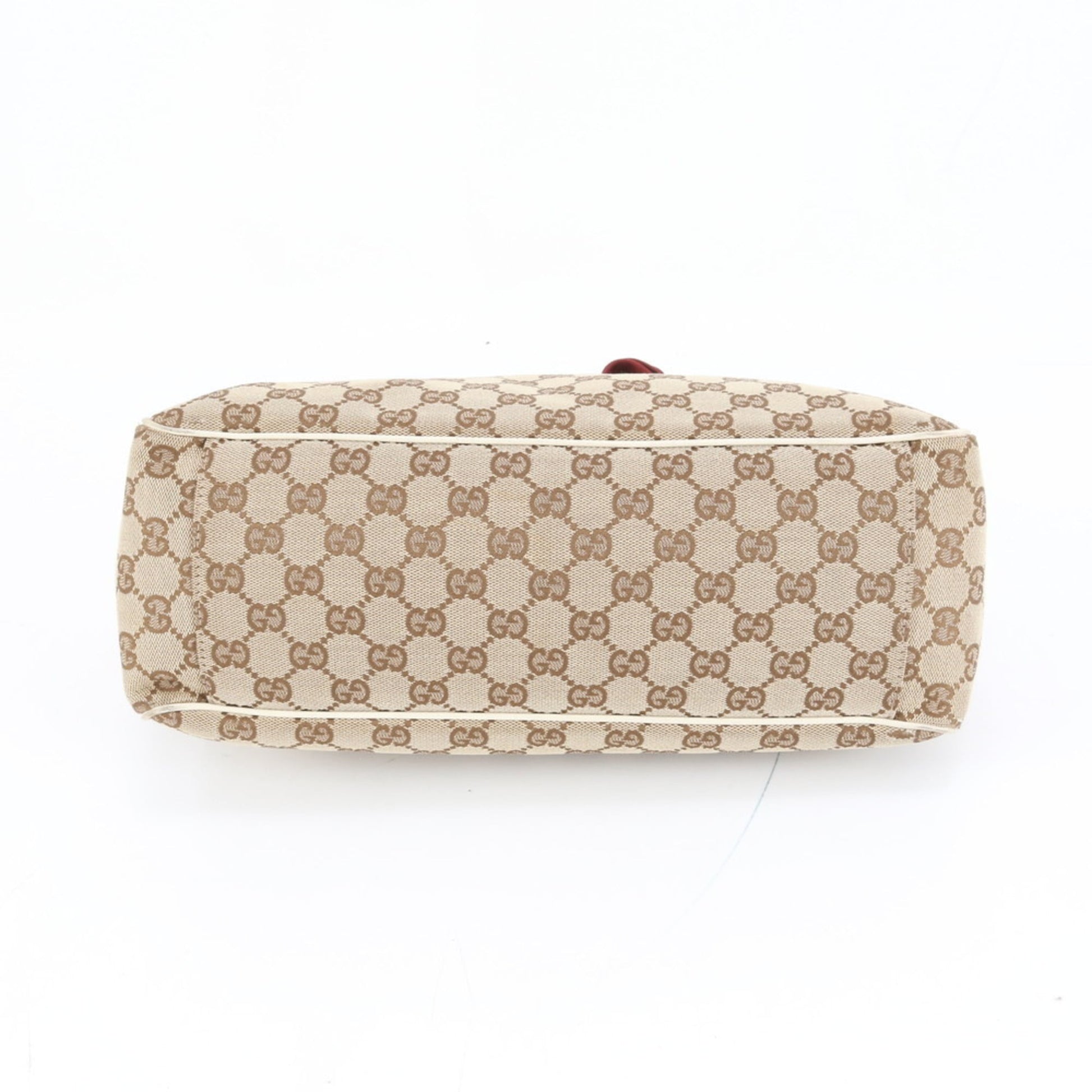 Gucci Brown White Leather Canvas Tote Bag