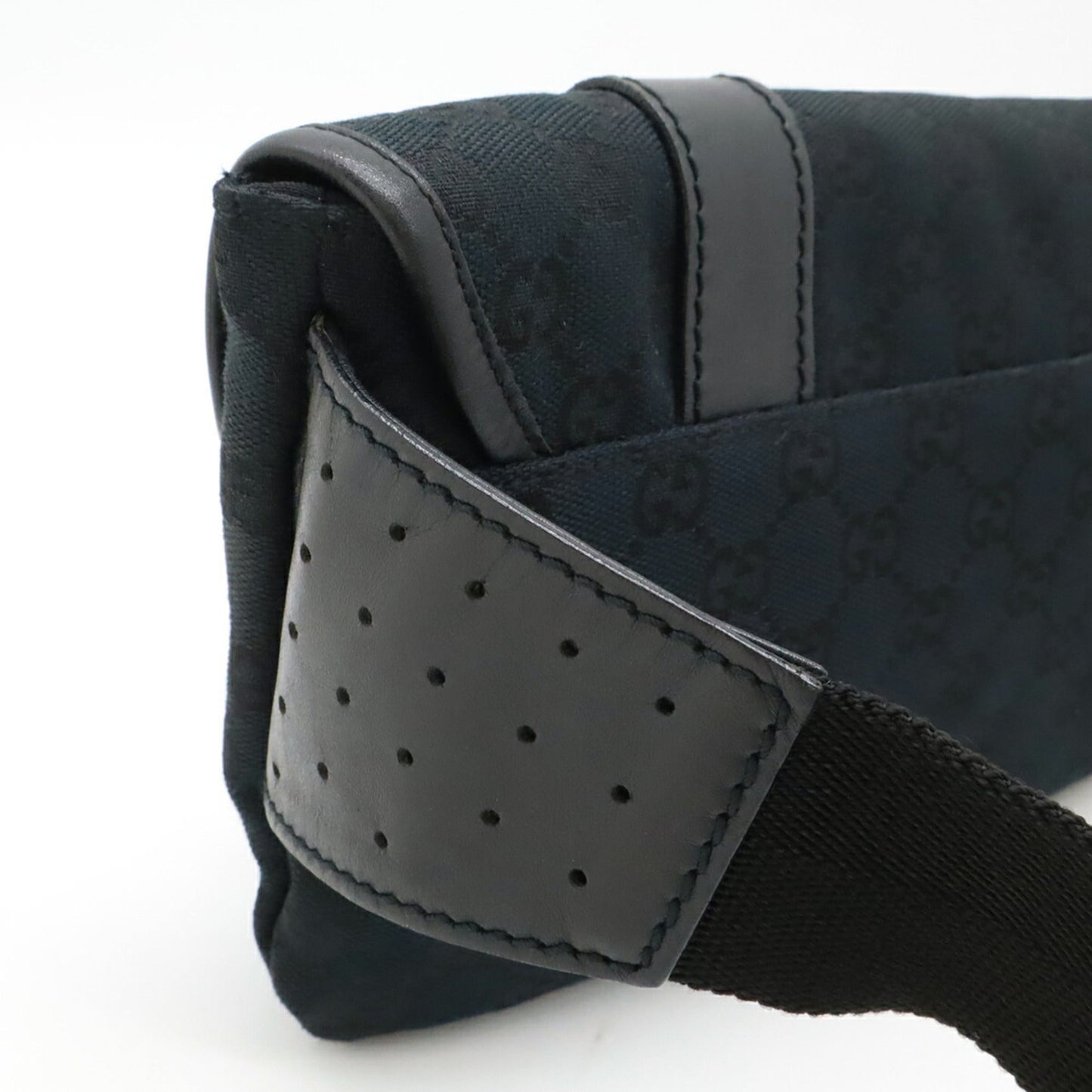 Gucci Black Gg Canvas Leather Pouch Sling Bag