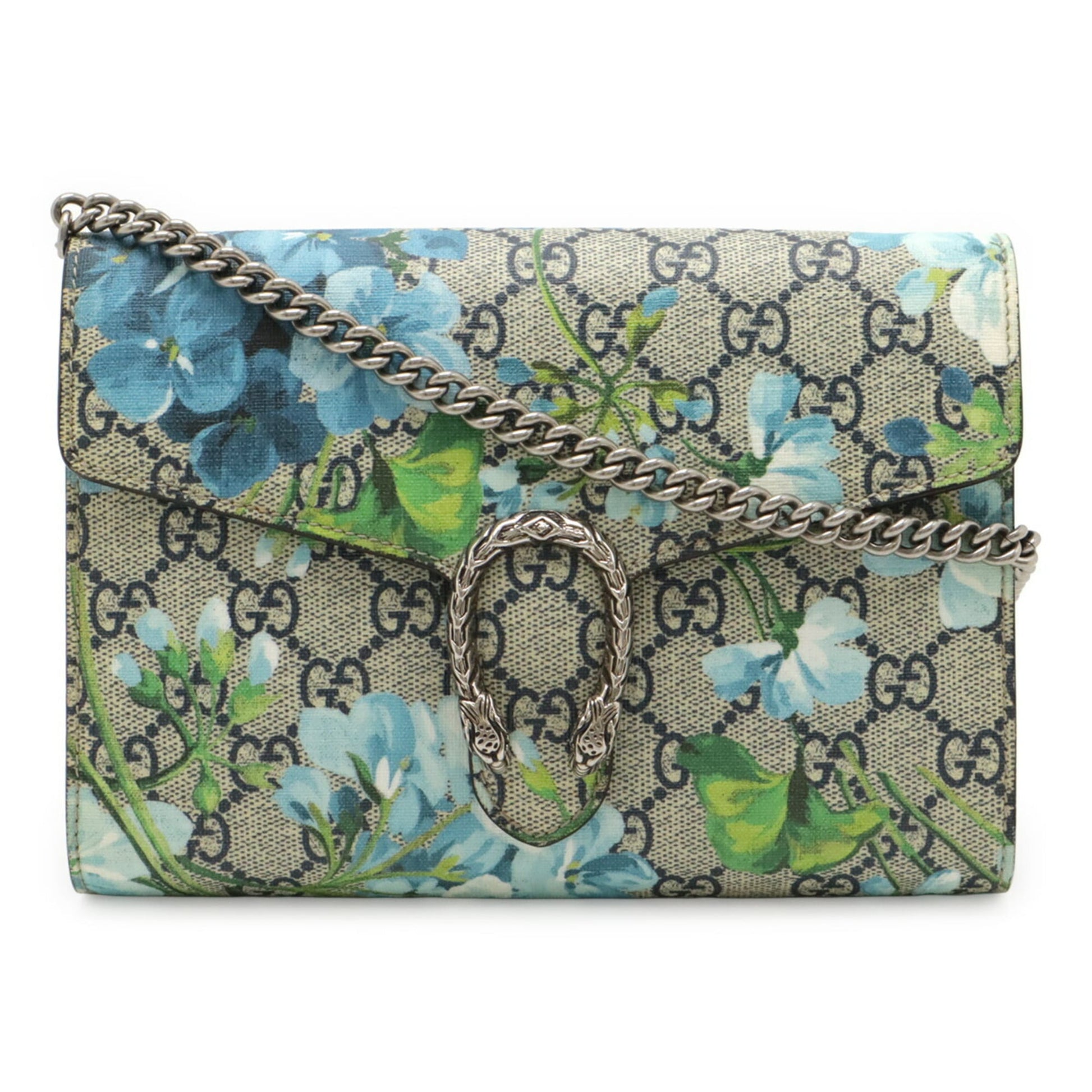 Gucci Beige Blue Coated Canvas Clutch Bag Pochette Shoulder Bag