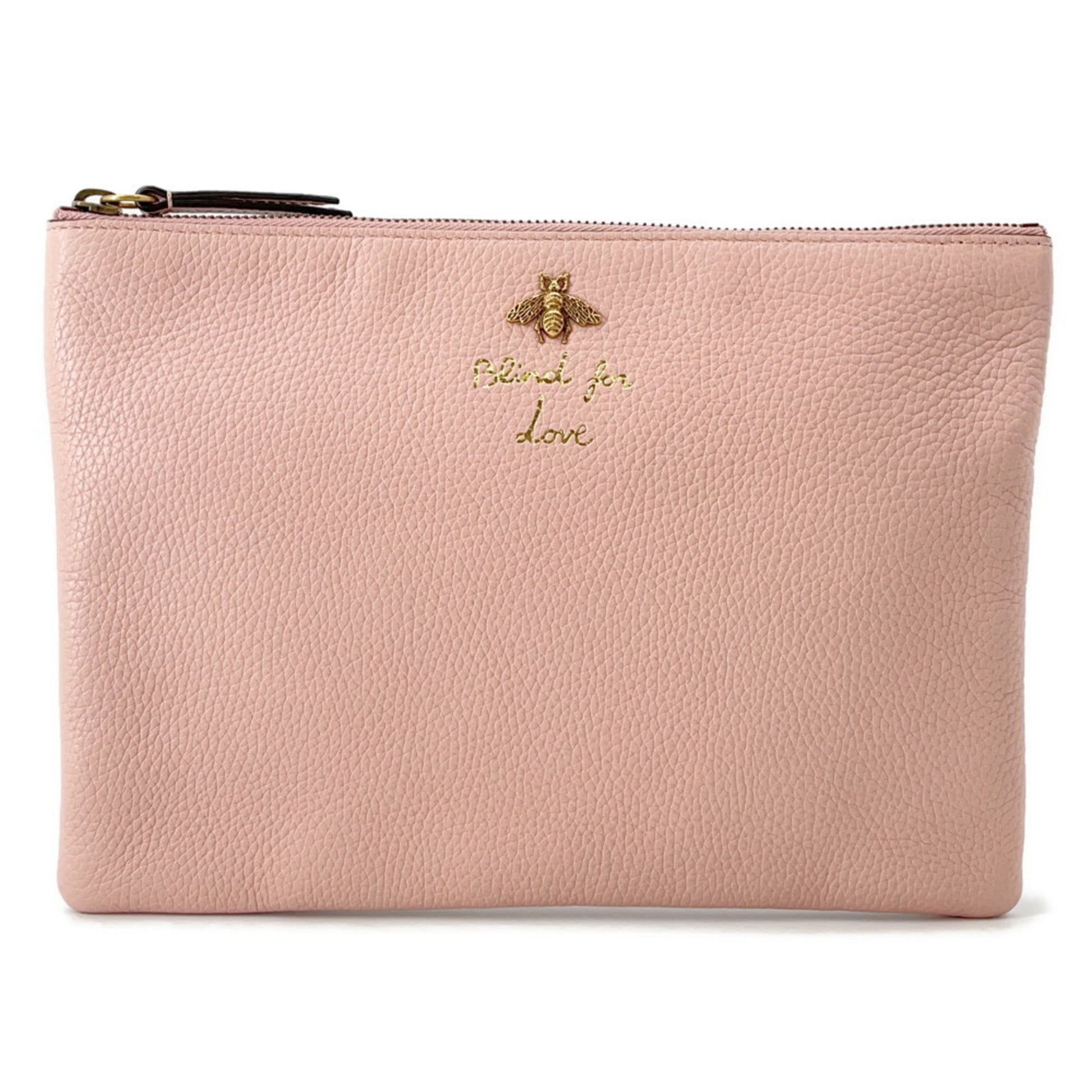 Gucci Brown Pink Leather Clutch Bag