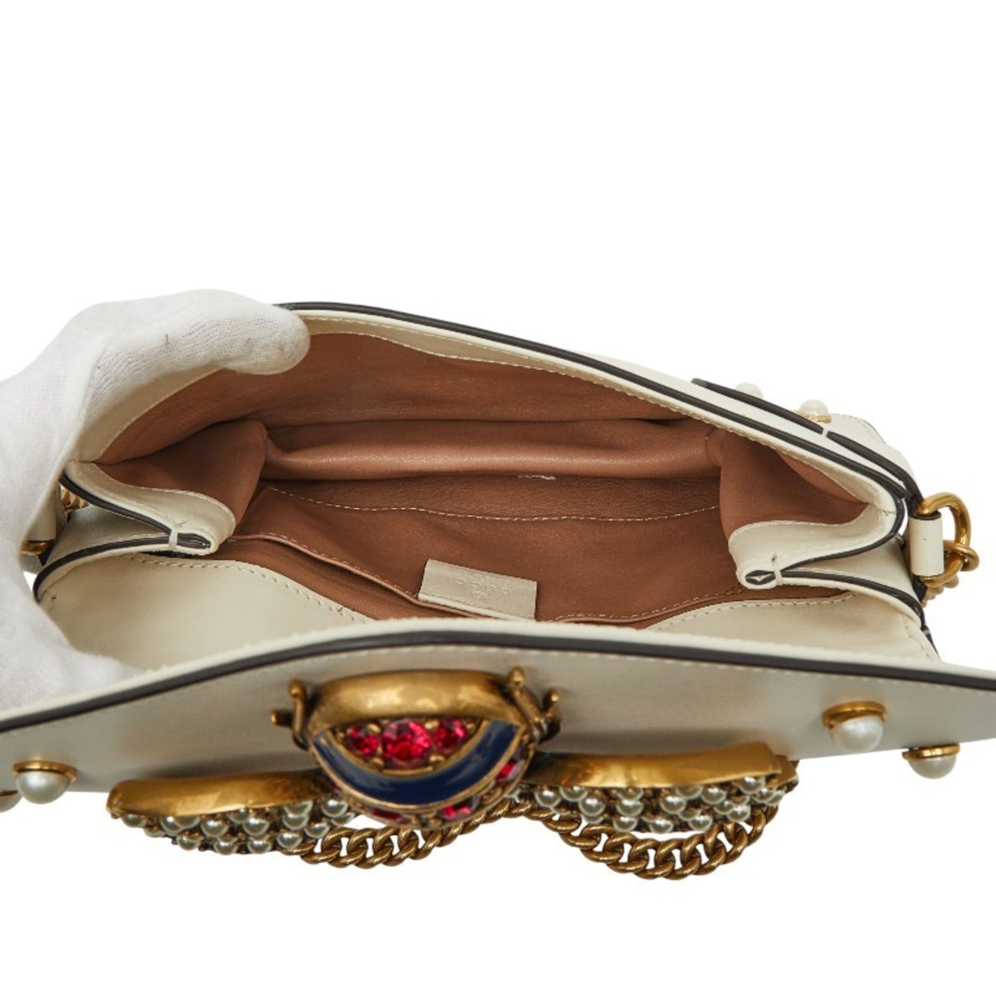 Gucci Multi-Color White Leather Handbag Shoulder Bag