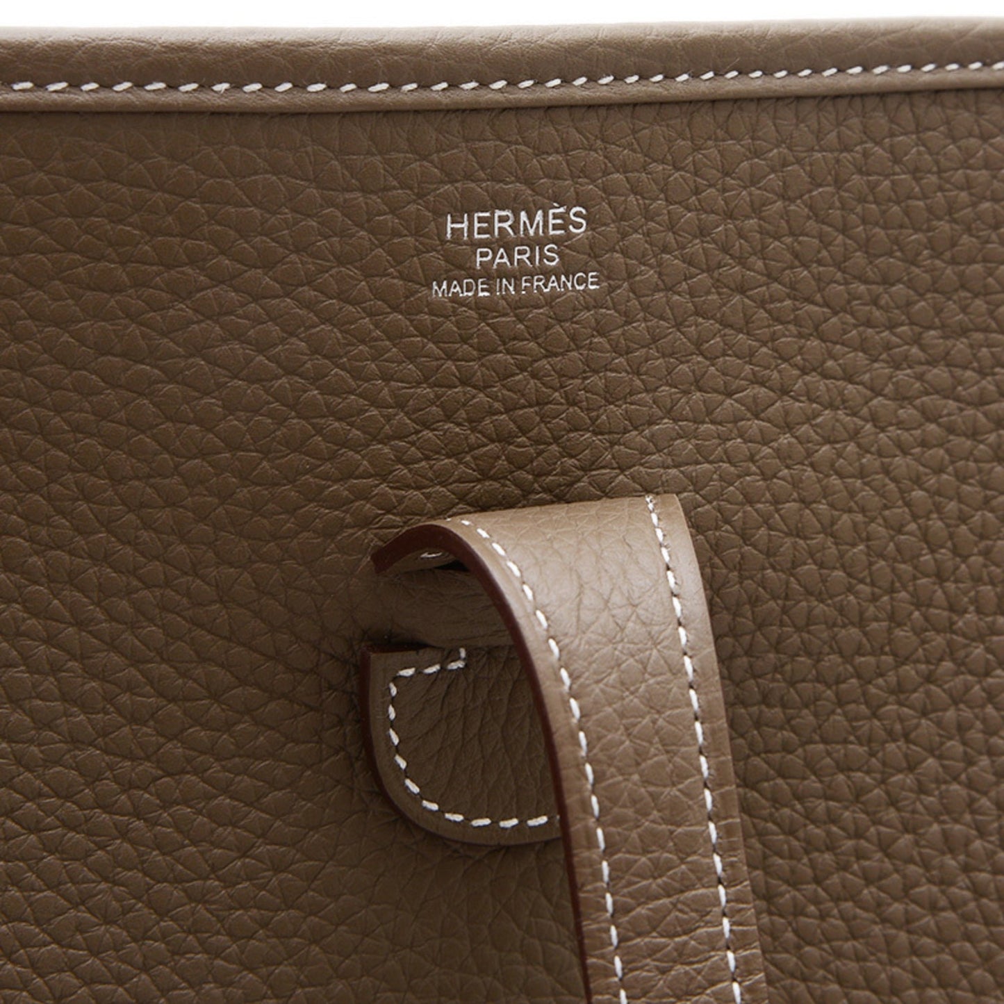 Hermes Etoupe Taurillon Clemence Shoulder Bag Leather Gray Shoulder Bag 8