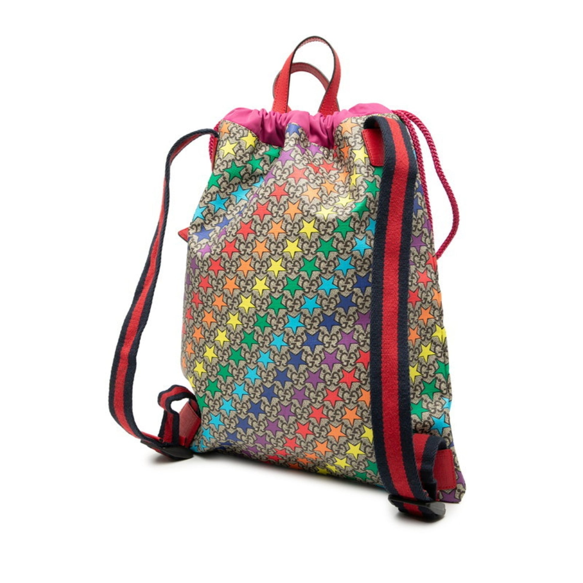 Gucci Brown Multi-Color Pink Pvc Leather Nylon Backpack