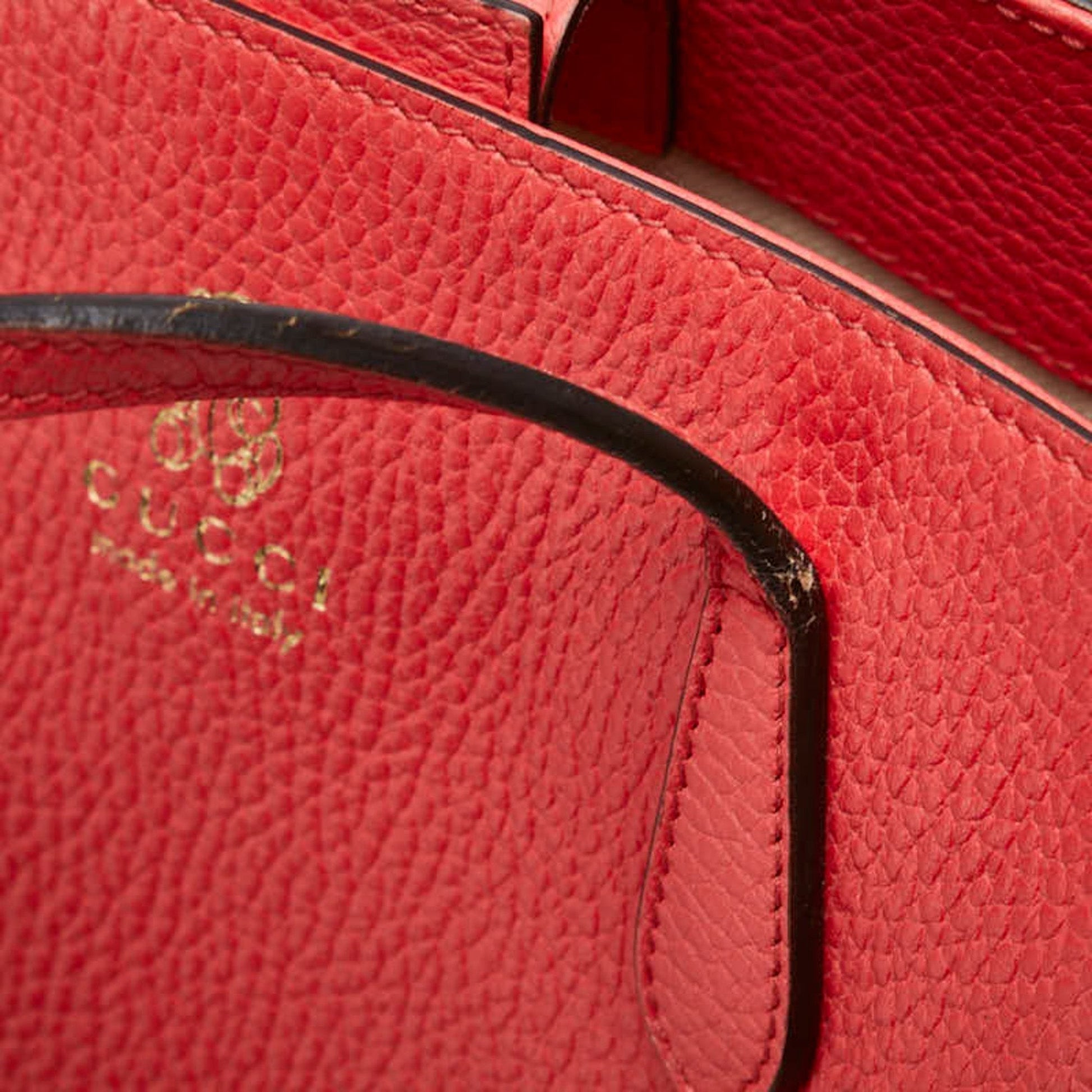 Gucci Pink Red Color Leather Handbag Tote Bag