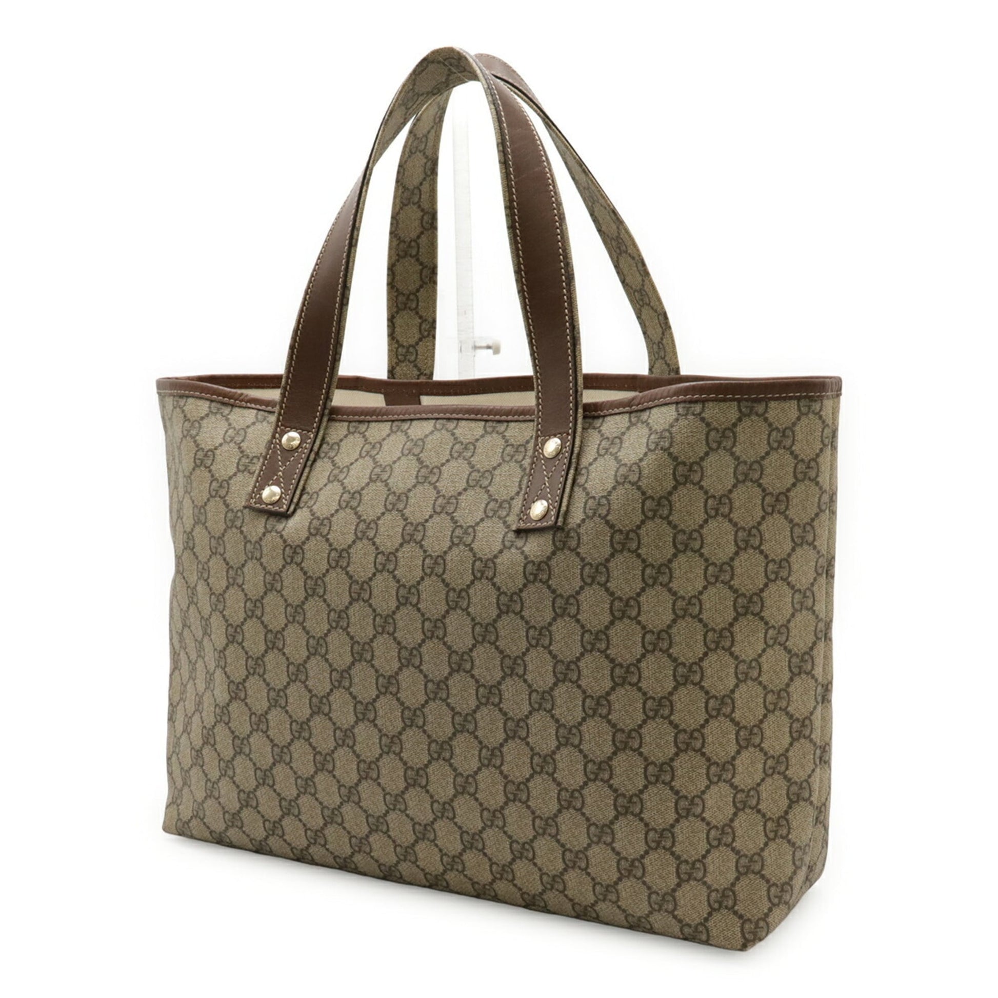 Gucci Gg Plus Beige Brown Khaki Gg Supreme Leather Shoulder Bag Tote Bag