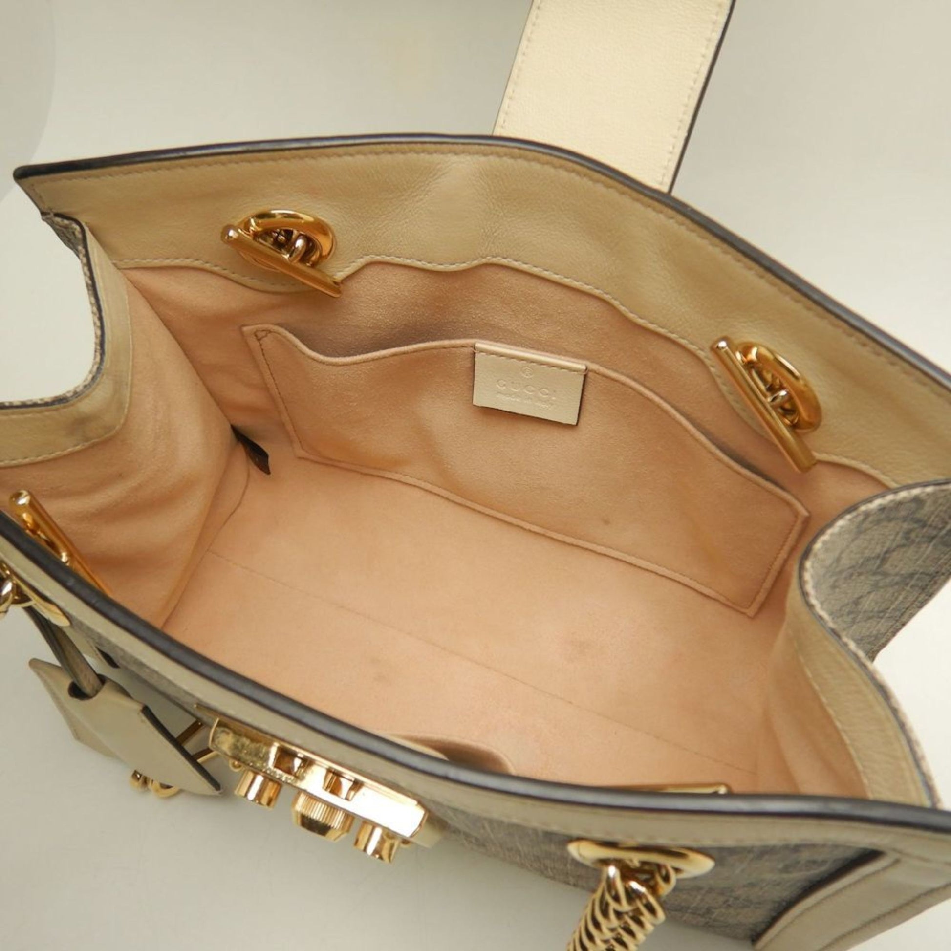 Gucci Padlock Beige Ivory Gg Supreme Tote Bag