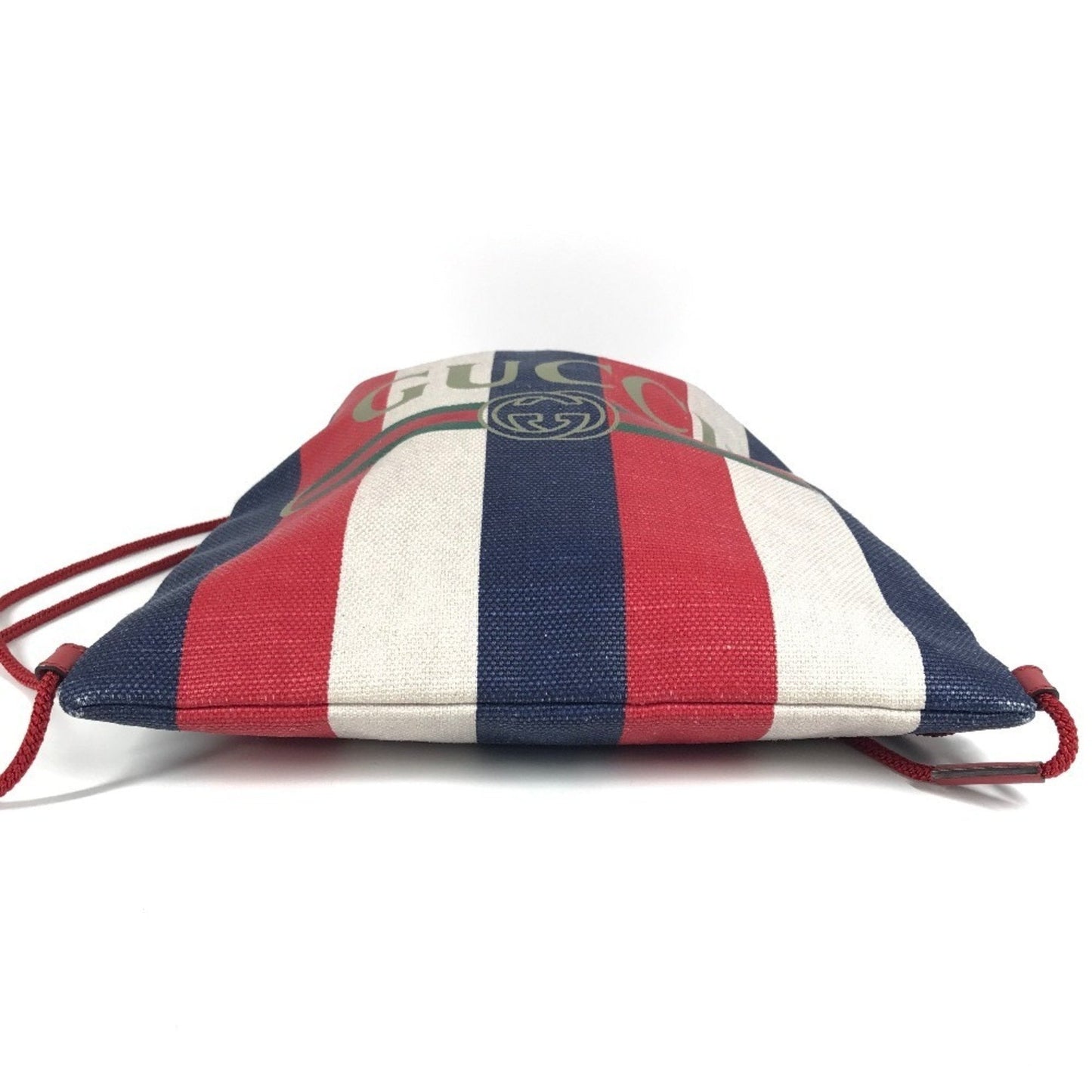 Gucci Navy Red Color White Leather Canvas Backpack Handbag Tote Bag