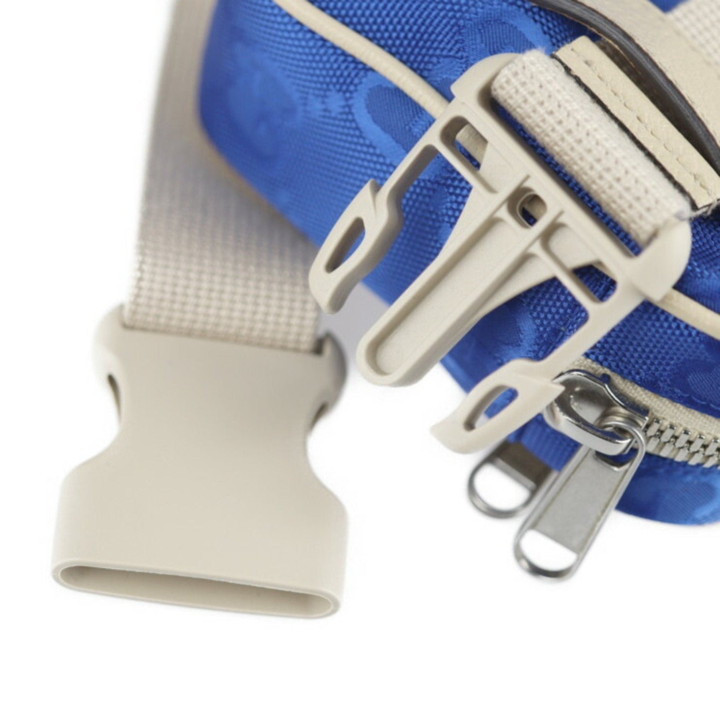 Gucci Beige Blue Nylon Leather Fanny Pack