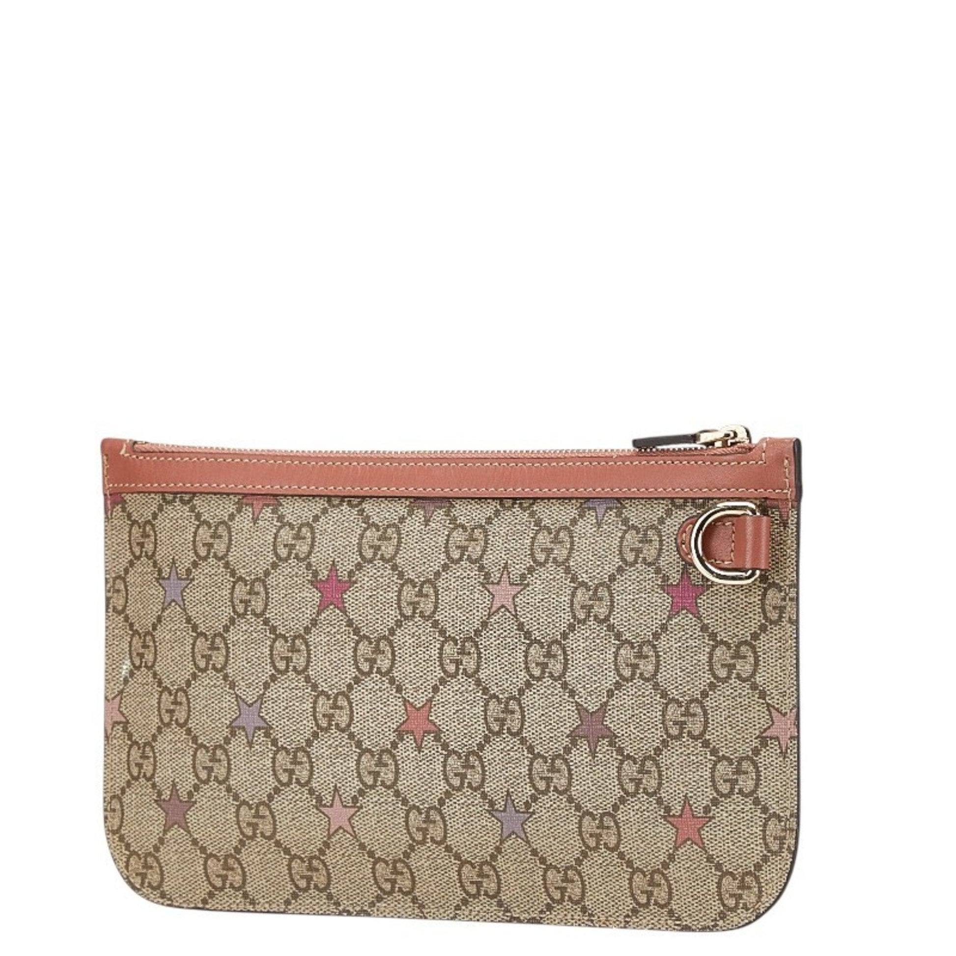 Gucci Beige Pink Pvc Leather Pouch