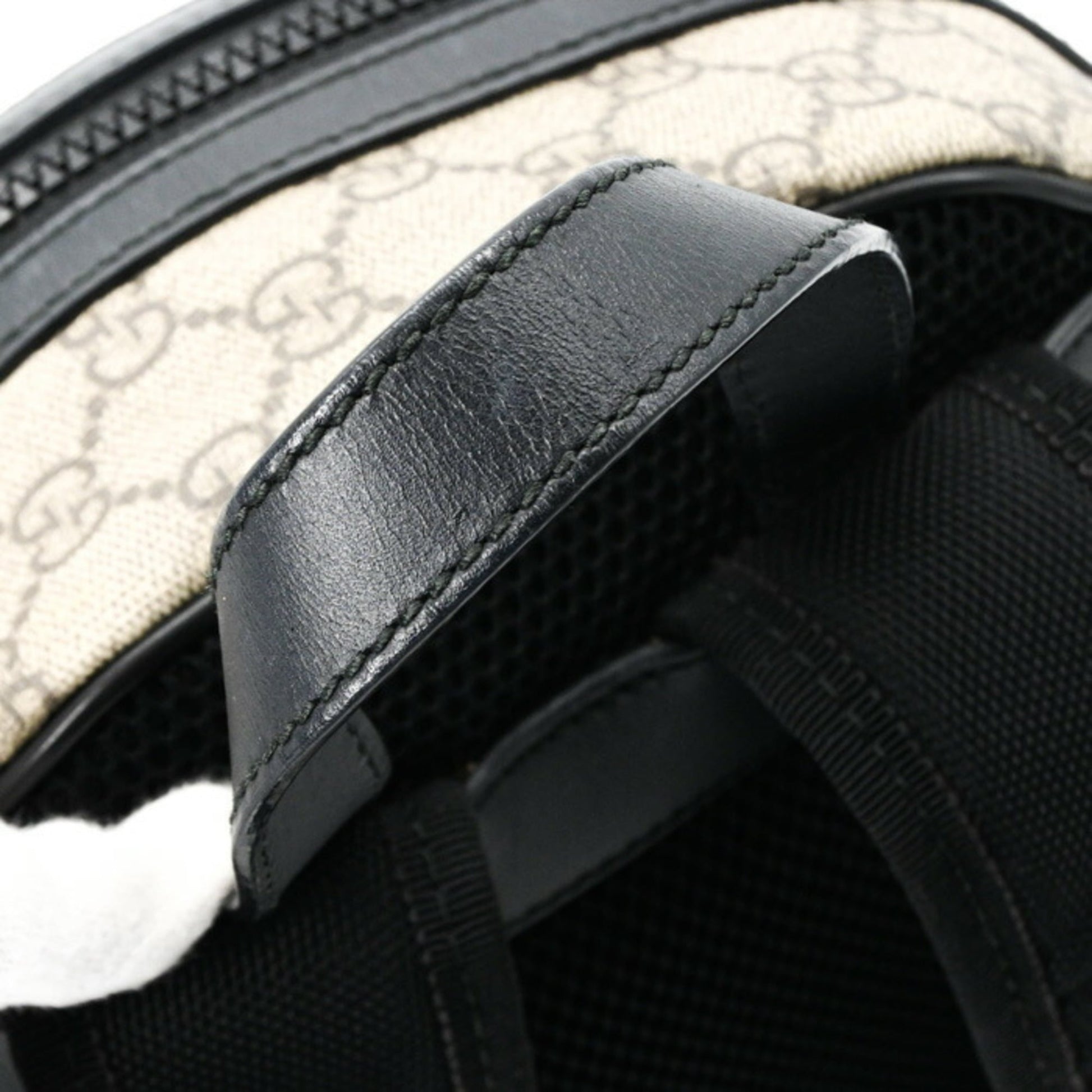 Gucci Beige Black Gg Supreme Leather Backpack