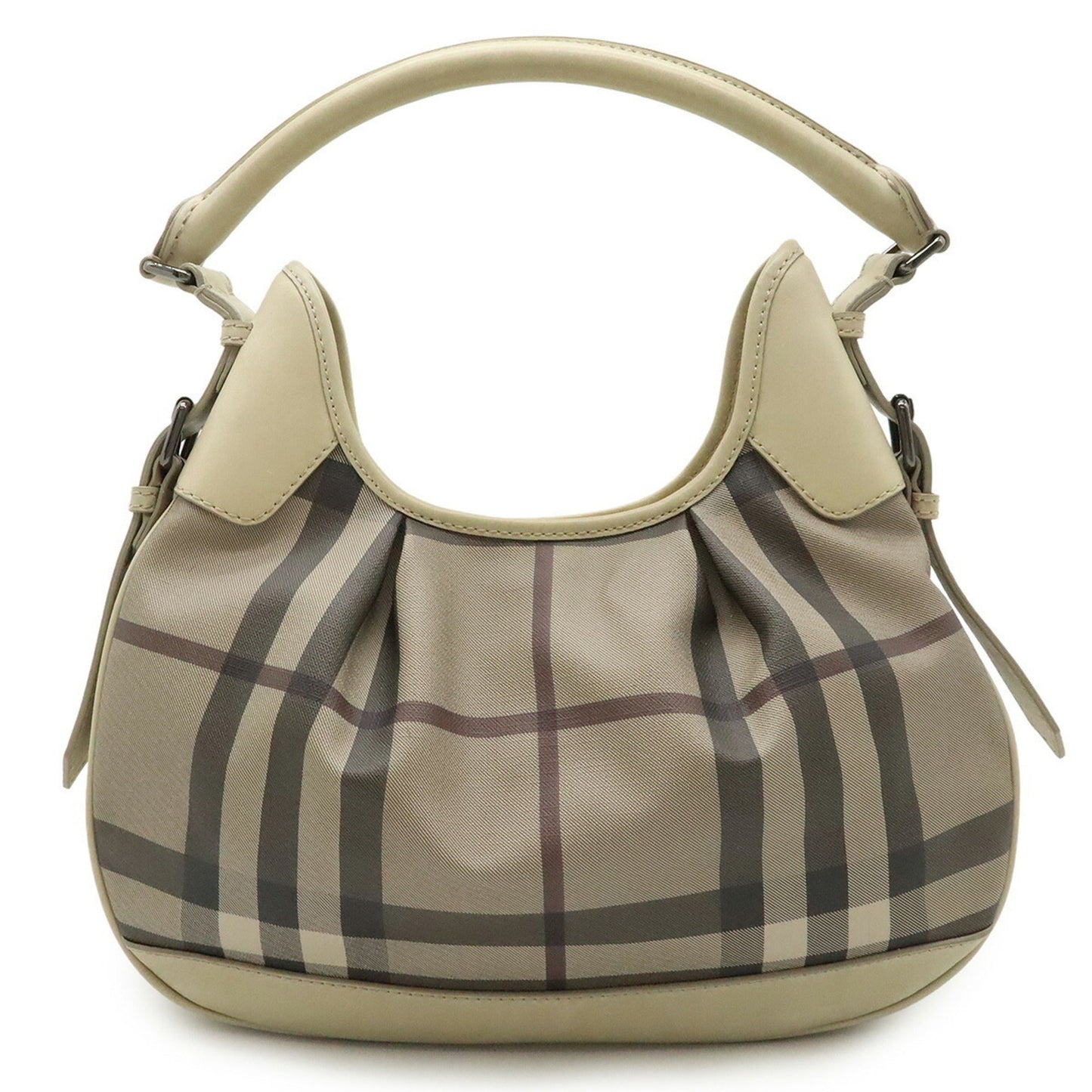 Burberry Grayish Pvc Shoulder Bag Leather Brown
