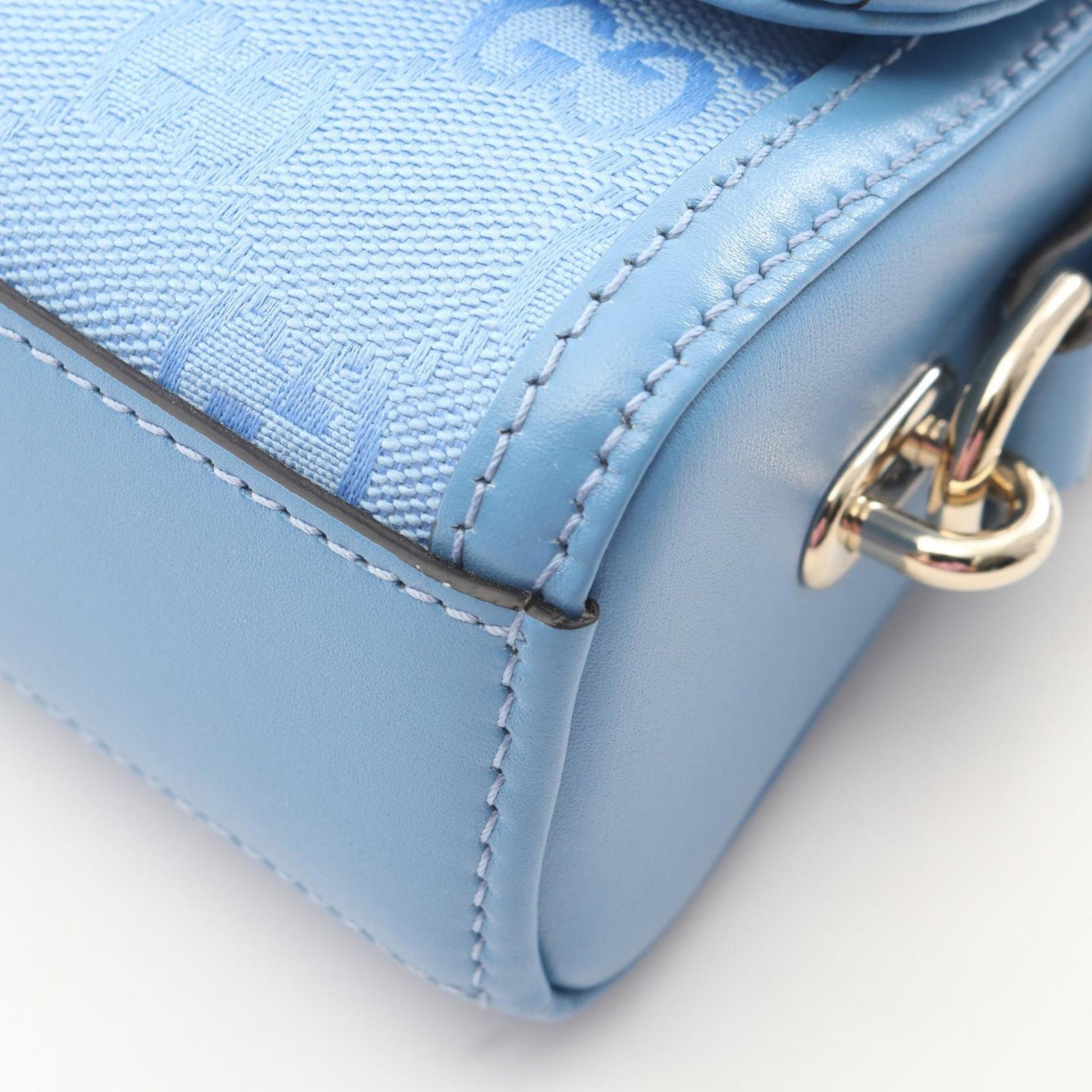 Gucci Blue Canvas Leather Shoulder Bag