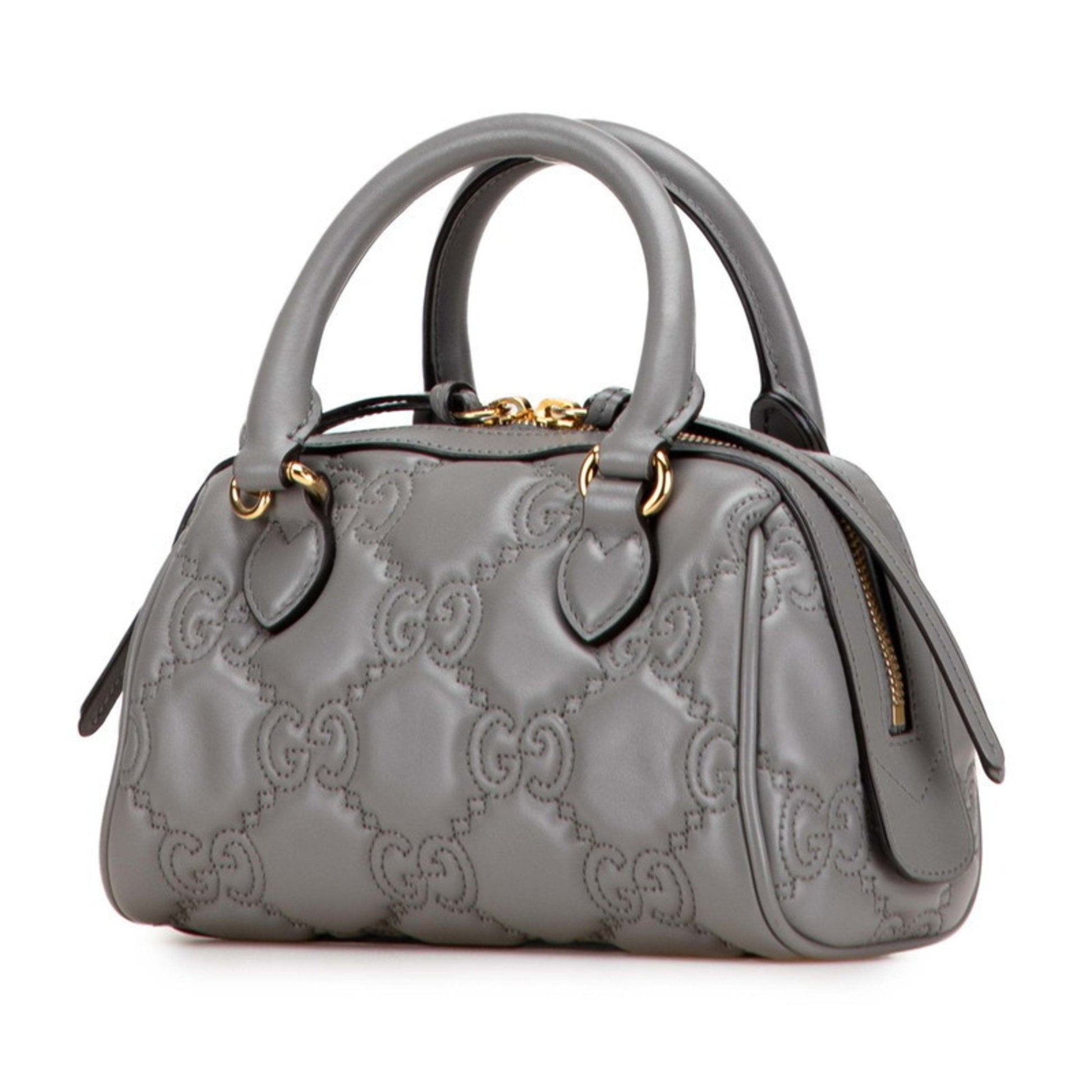 Gucci Gray Leather Boston Bag Shoulder Bag