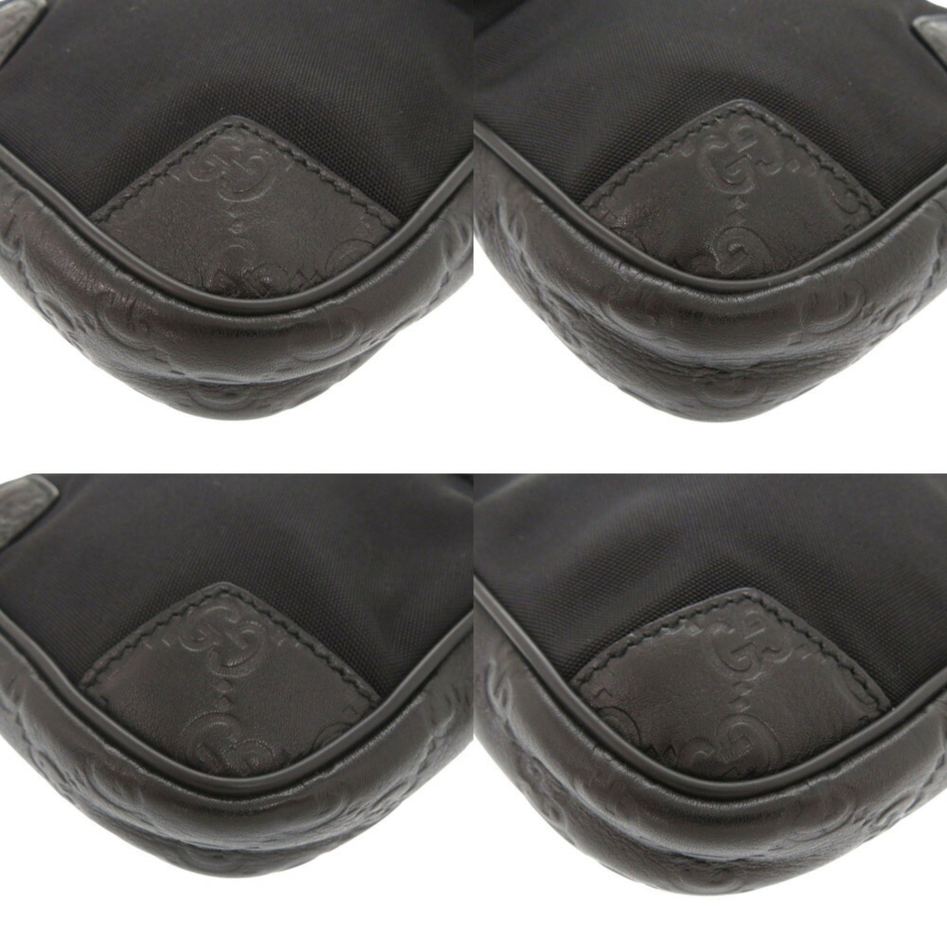 Gucci Black Nylon Gg Leather Fanny Pack Shoulder Bag