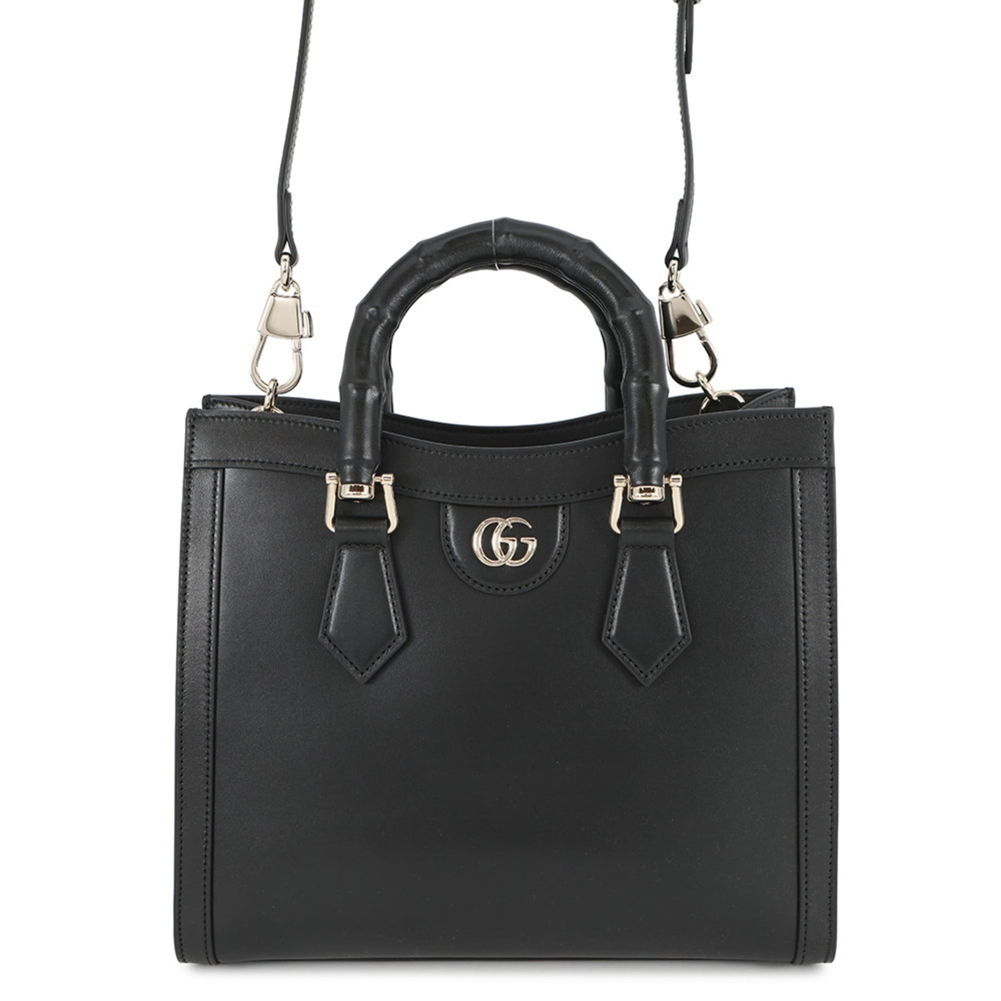 Gucci Black Leather Handbag Shoulder Bag Tote Bag