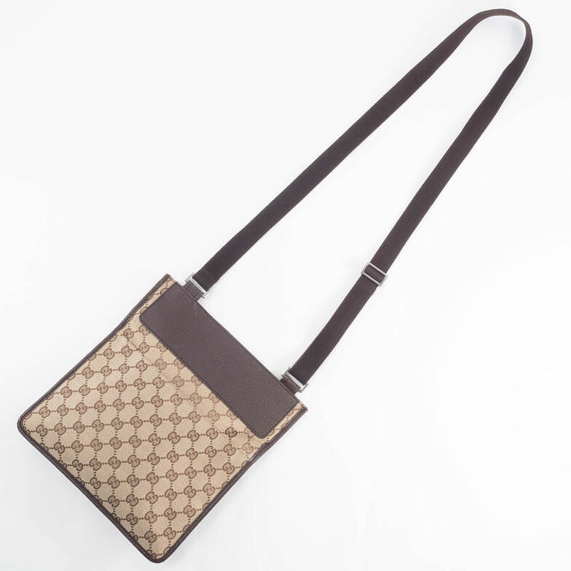 Gucci Gg Canvas Beige Brown Gg Canvas Leather Shoulder Bag