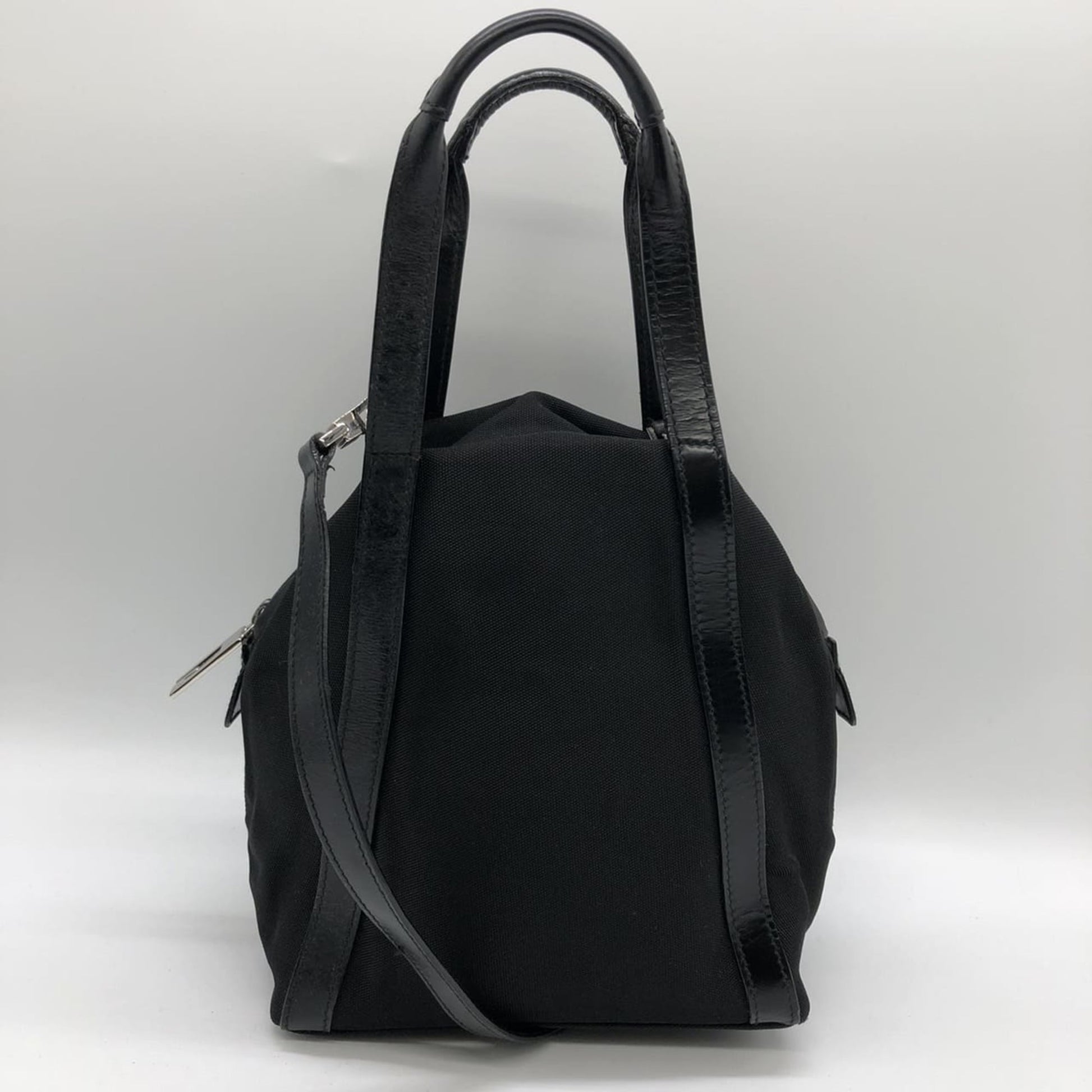 Gucci Black Canvas Leather Handbag Shoulder Bag