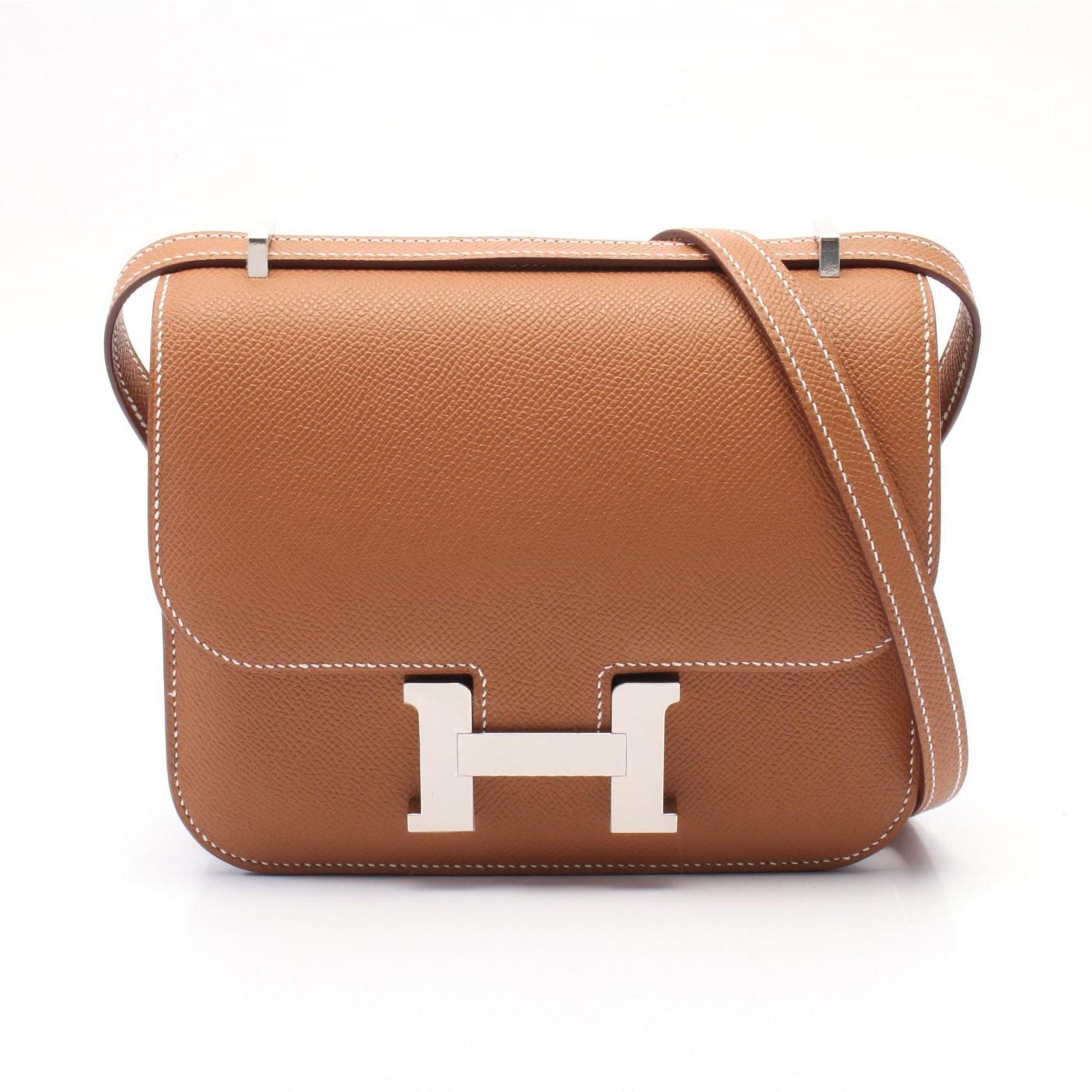 Hermes Epsom Shoulder Bag Leather Brown