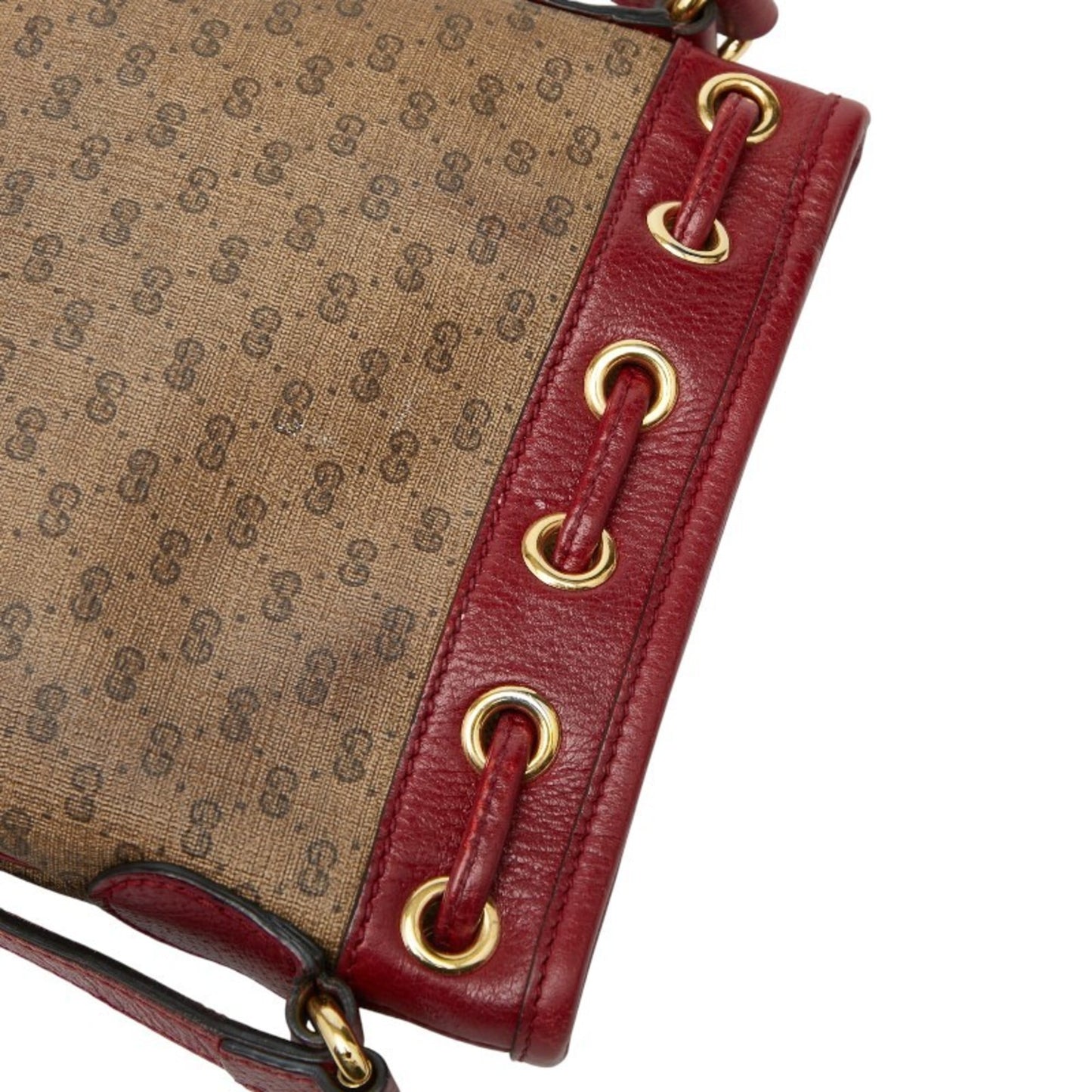 Gucci Beige Red Color Pvc Leather Shoulder Bag