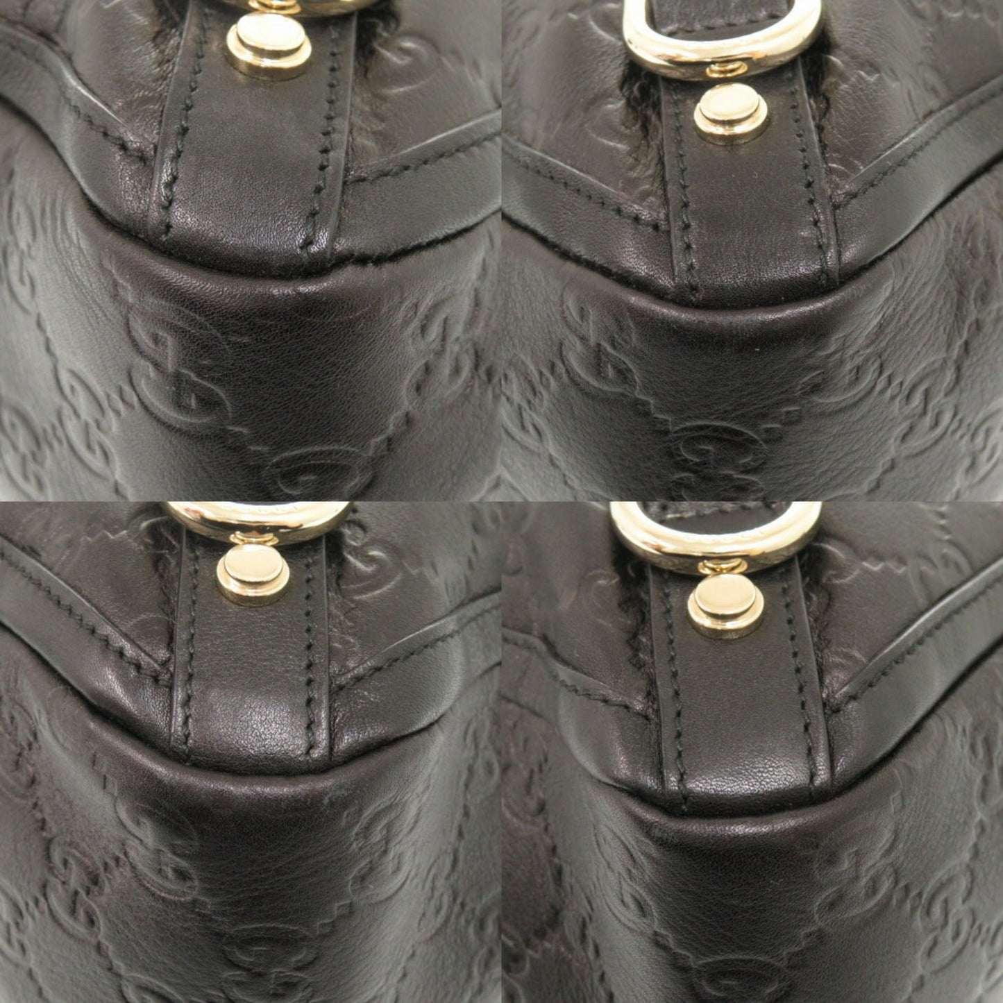 Gucci Black Leather Handbag Tote Bag