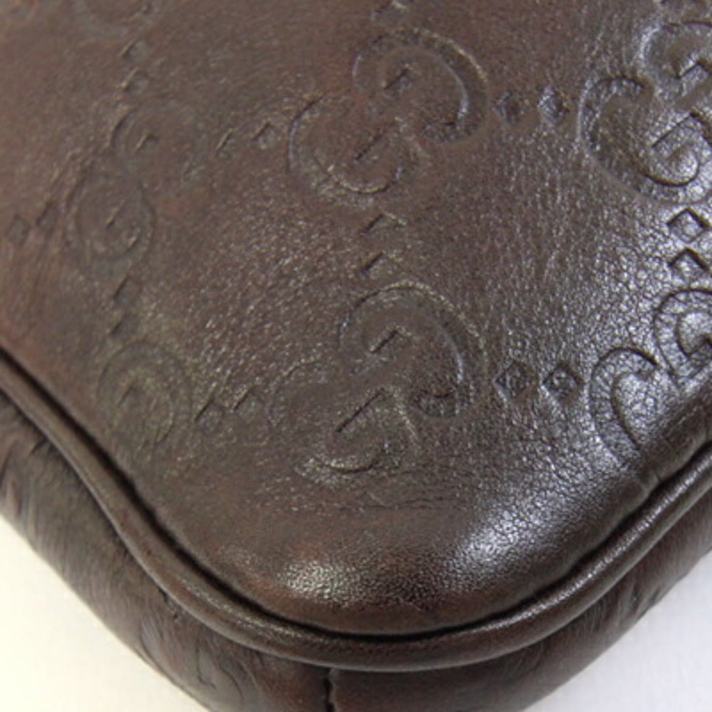 Gucci Dark Brown Leather Pochette Shoulder Bag