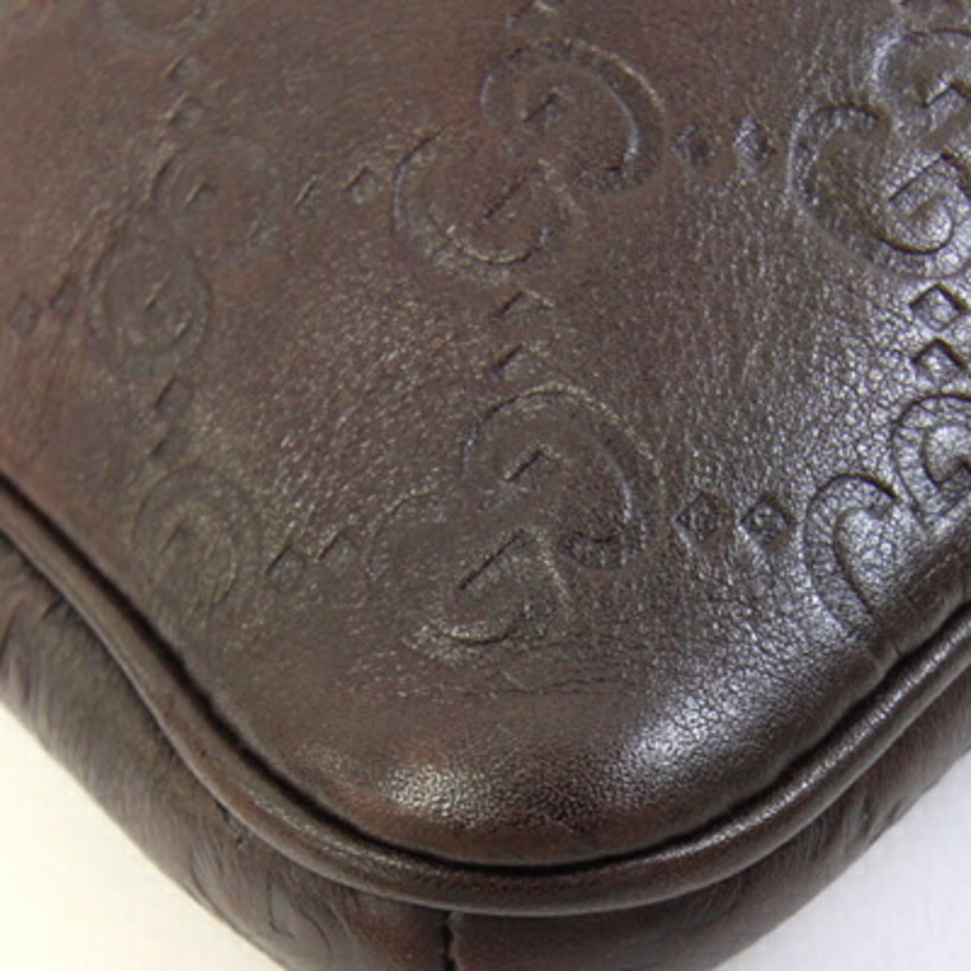 Gucci Dark Brown Leather Pochette Shoulder Bag