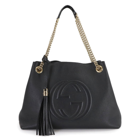 Gucci Black Leather Tote Bag