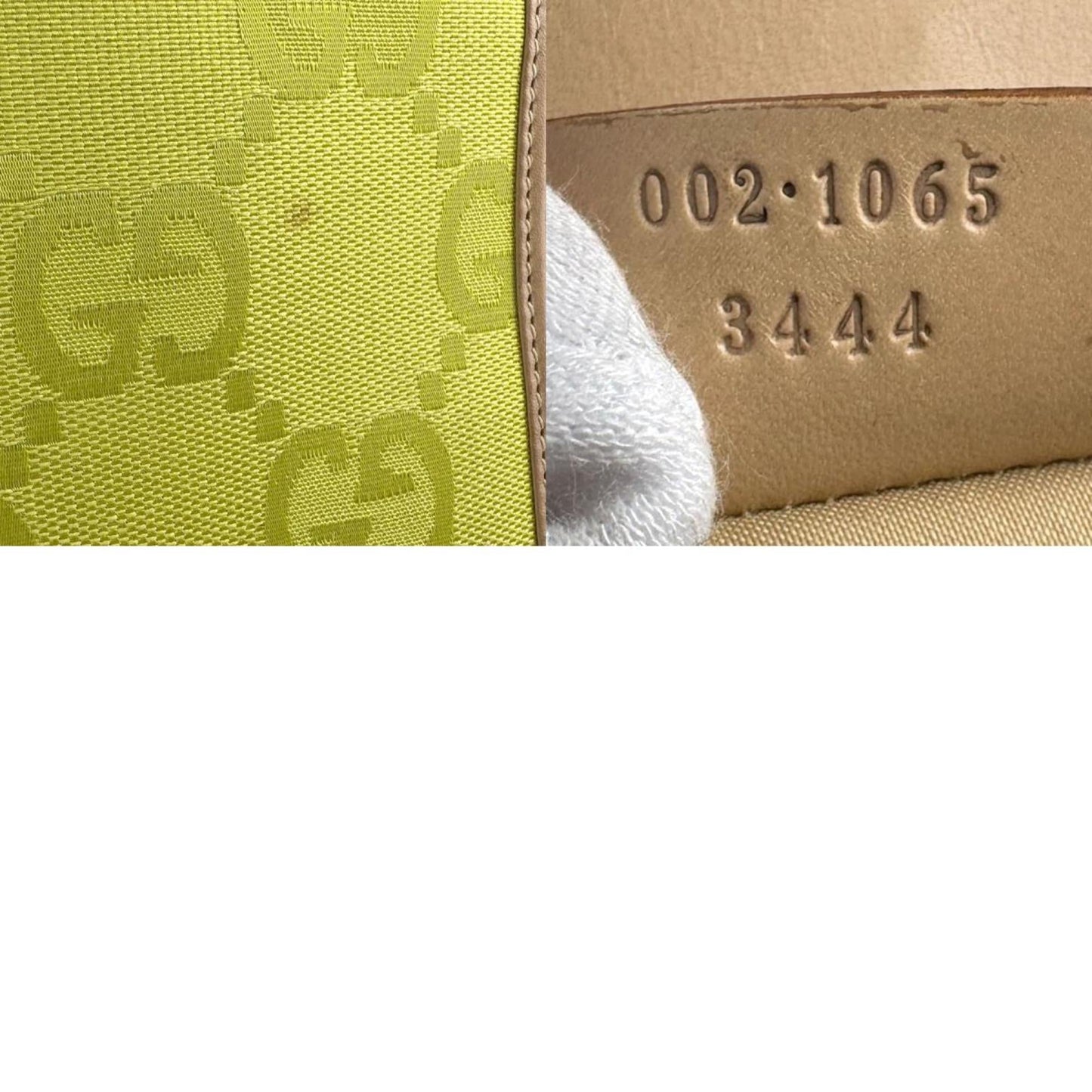 Gucci Beige Green Yellow Nylon Canvas Leather Handbag Shoulder Bag