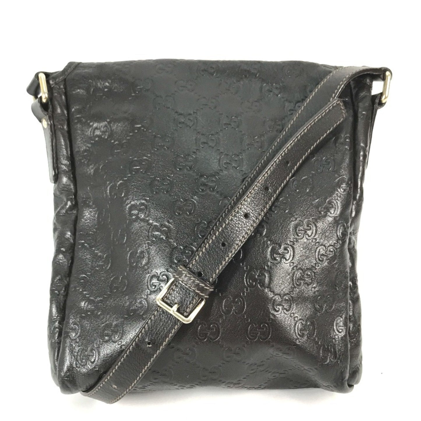 Gucci Dark Brown Leather Pochette Shoulder Bag