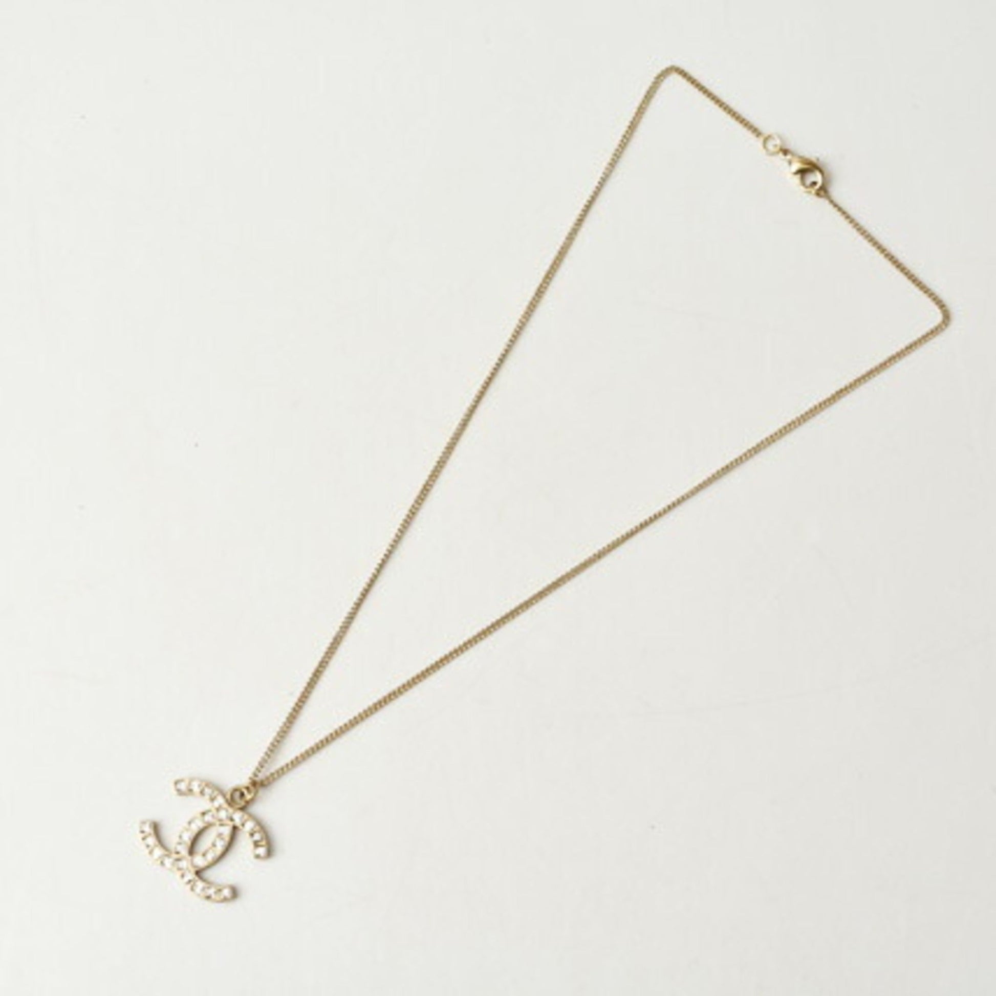 Chanel necklace/pendant CHANEL coco mark/CC rhinestone gold
