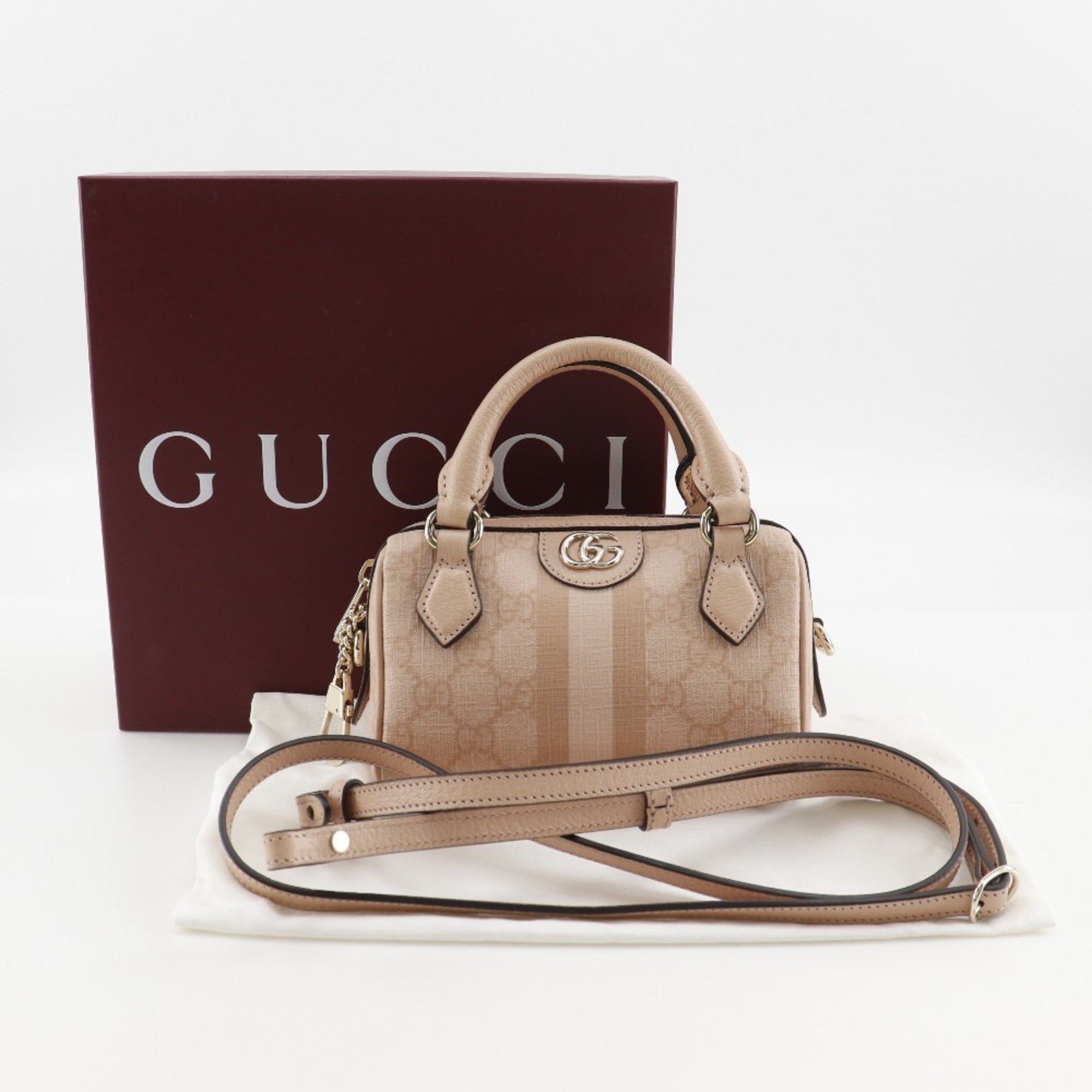Gucci Ophidia Dusty Pink Gg Supreme Handbag