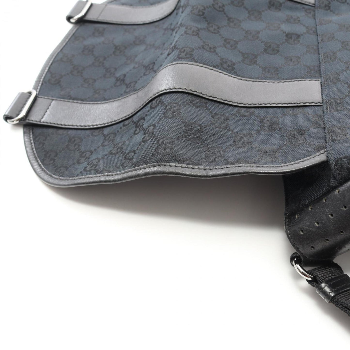 Gucci Black Navy Canvas Leather Shoulder Bag
