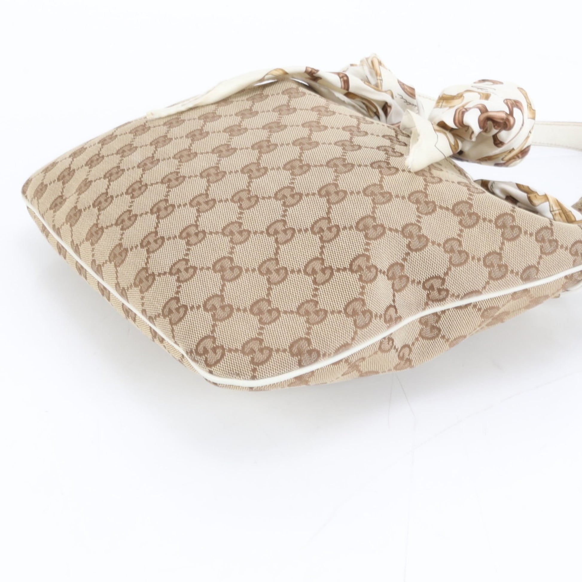 Gucci Brown Leather Canvas Shoulder Bag