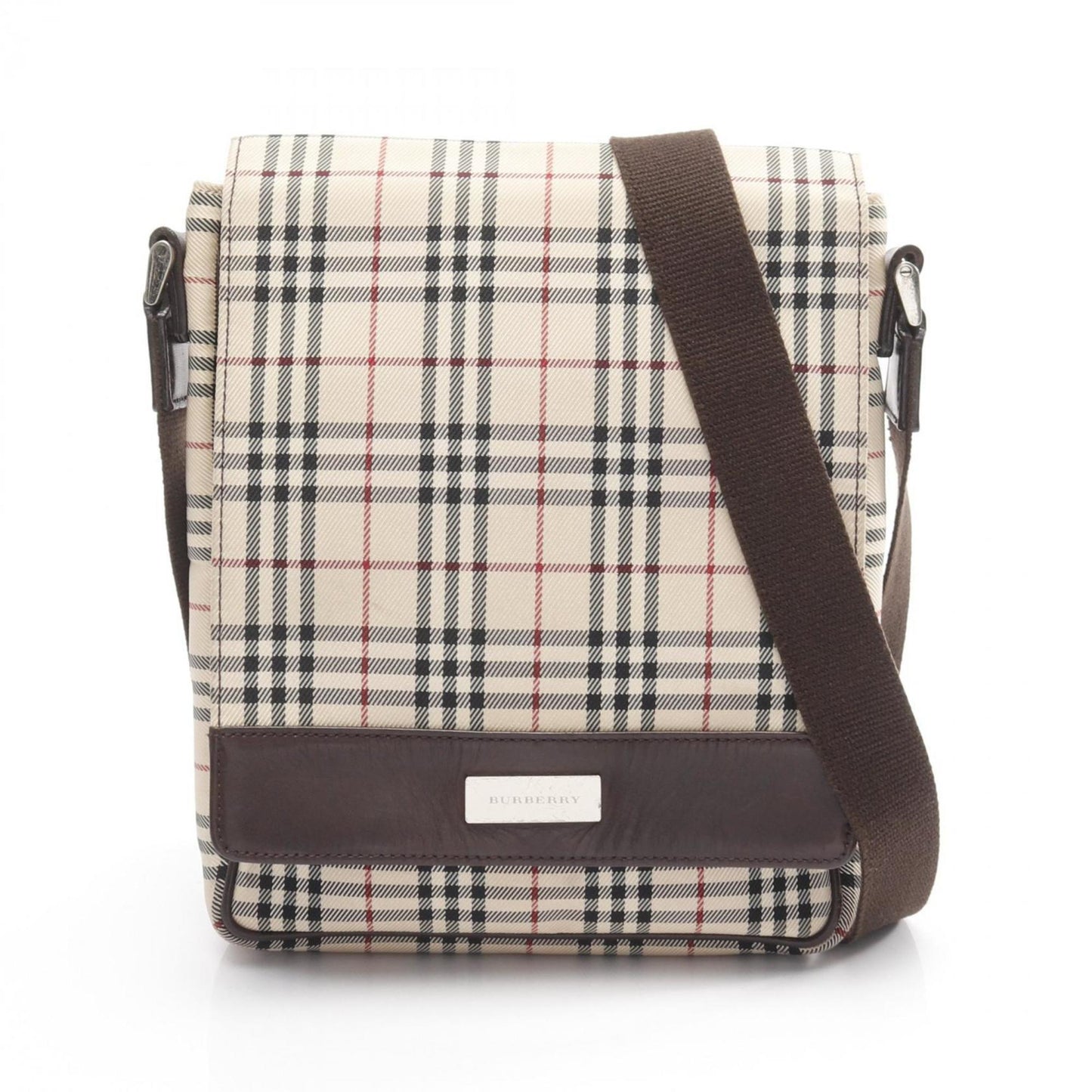 Burberry Multi Color Shoulder Bag Leather Canvas Beige