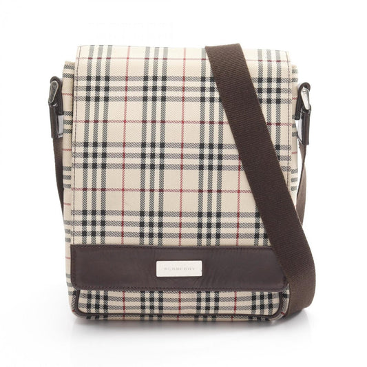 Burberry Multi Color Shoulder Bag Leather Canvas Beige