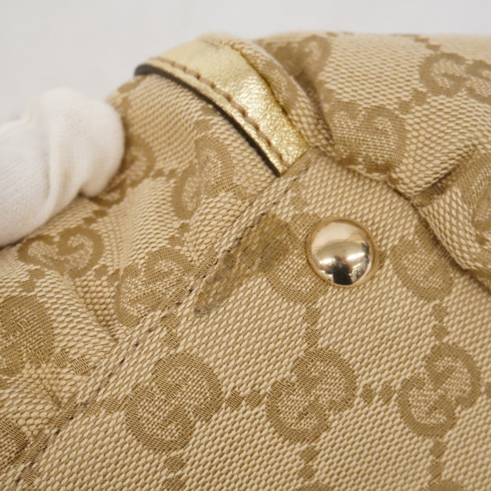 Gucci Beige Brown Canvas Handbag
