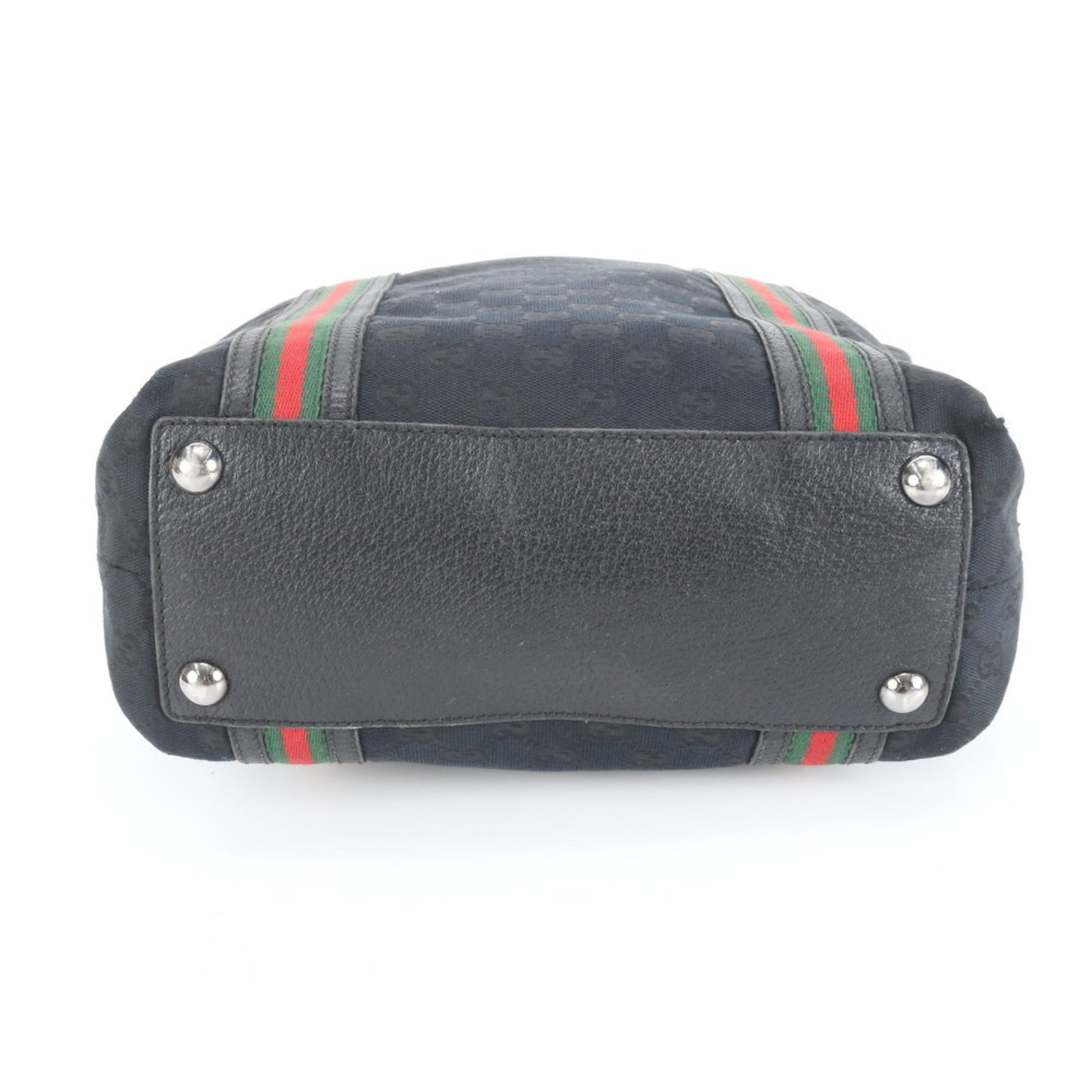 Gucci Black Leather Canvas Tote Bag