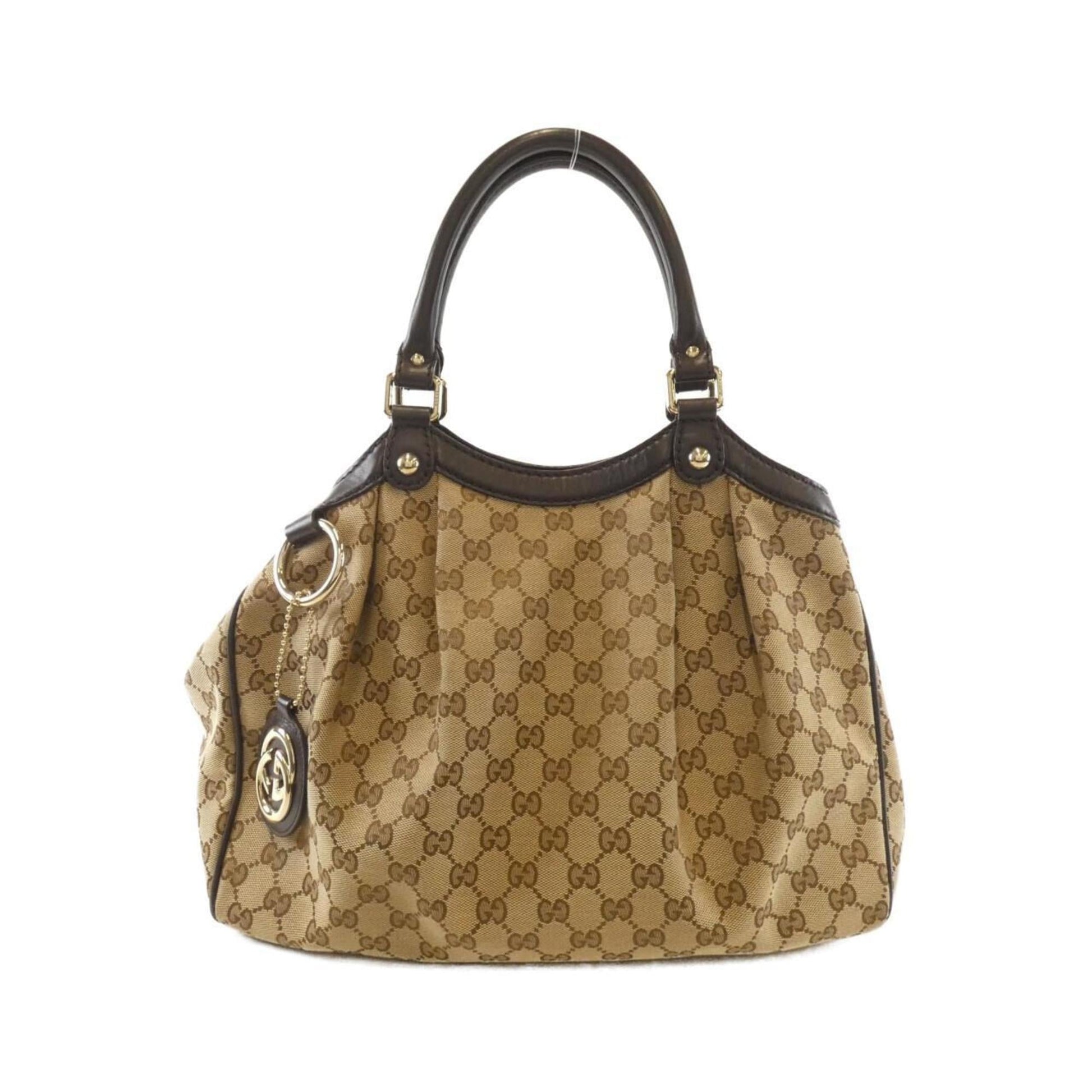 Gucci Beige Dark Brown Gg Canvas Handbag