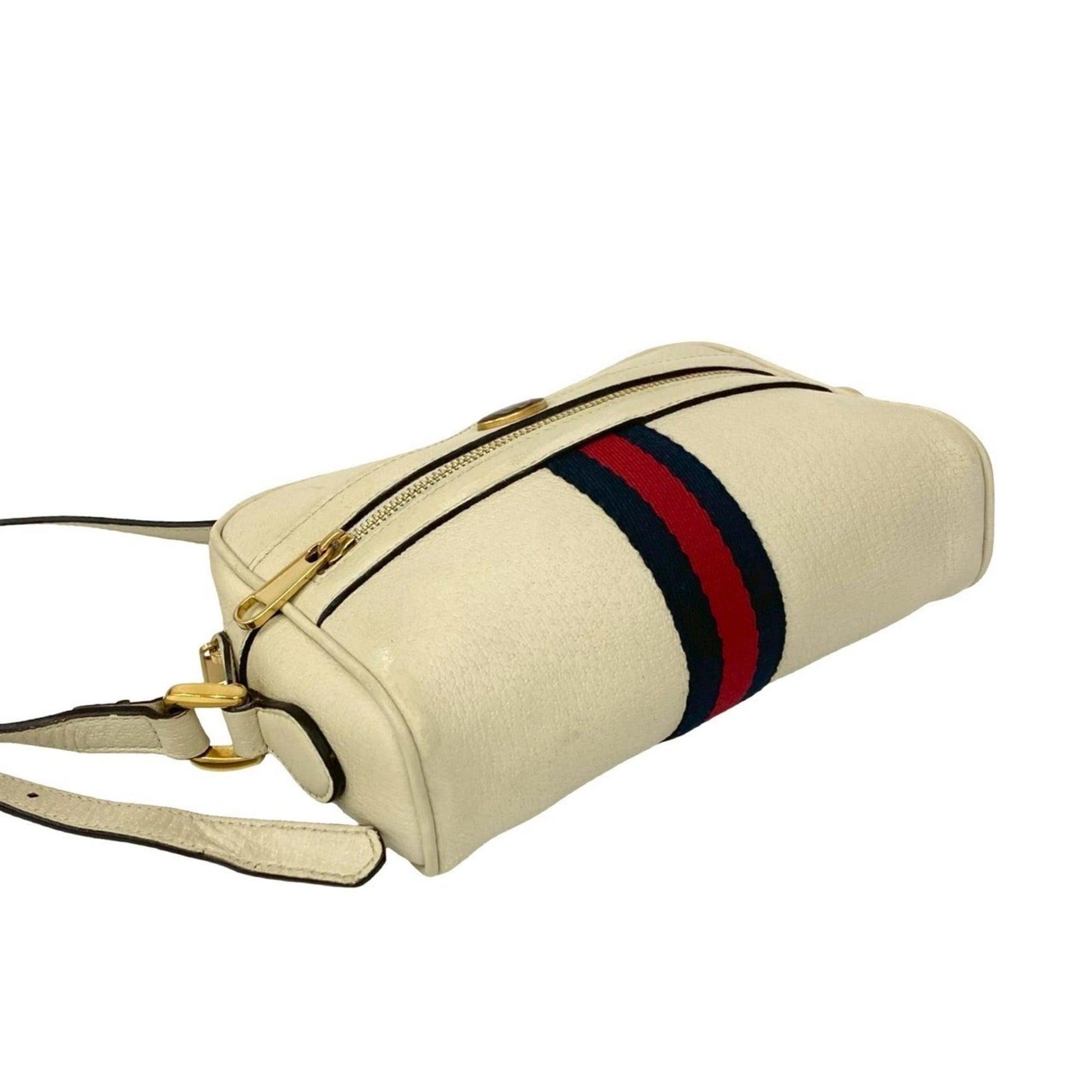 Gucci Navy Red Color White Leather Pochette Shoulder Bag