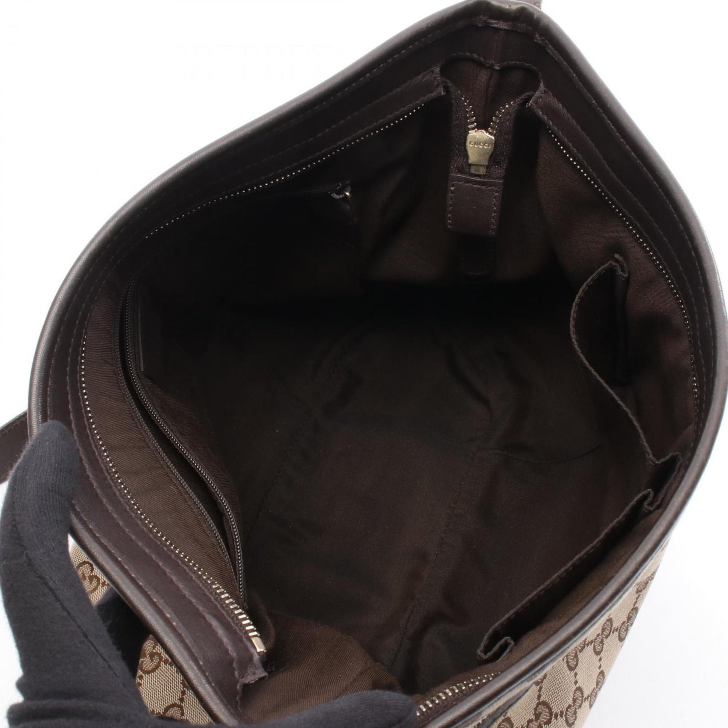 Gucci Beige Brown Gg Canvas Leather Shoulder Bag