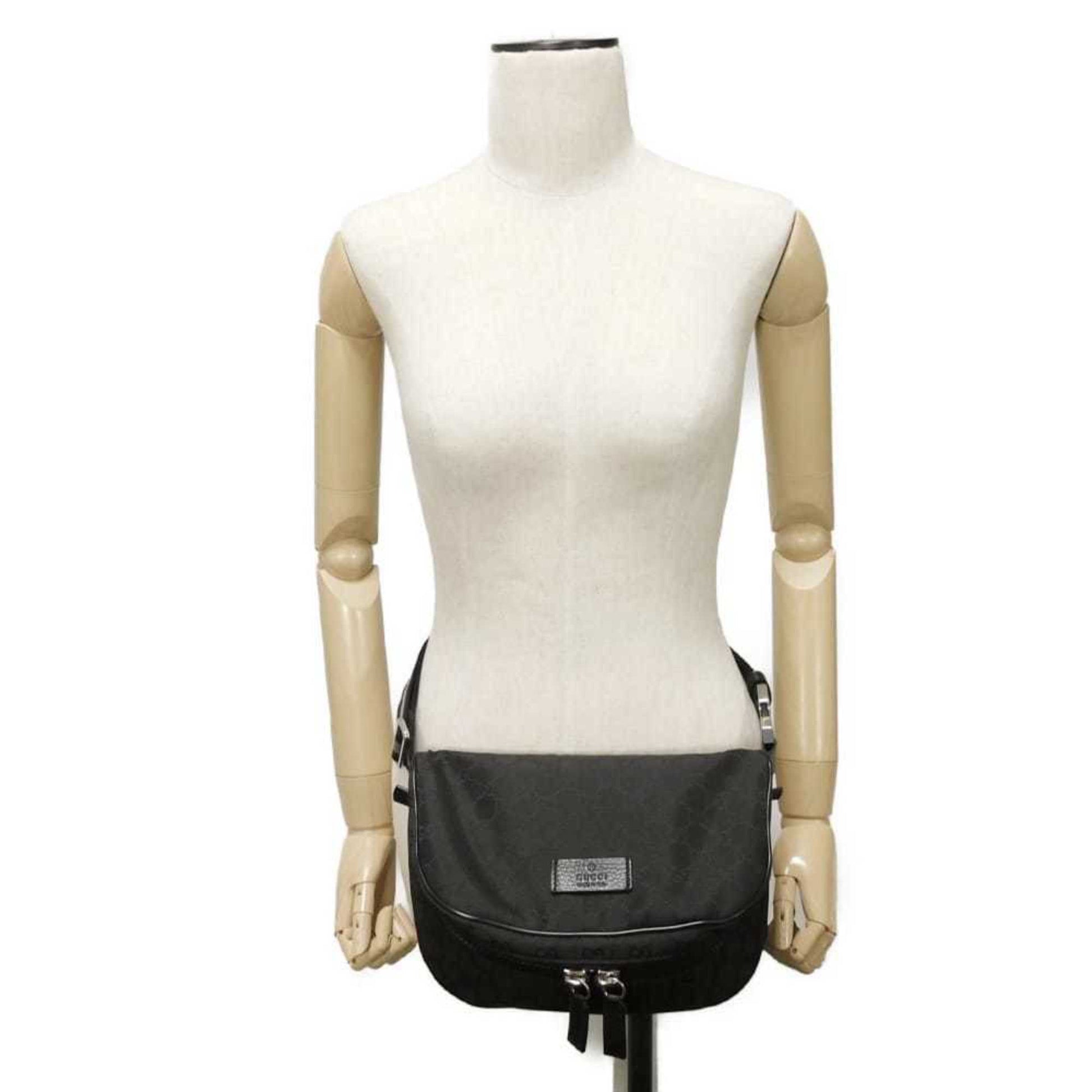 Gucci Black Nylon Canvas Leather Shoulder Bag Sling Bag