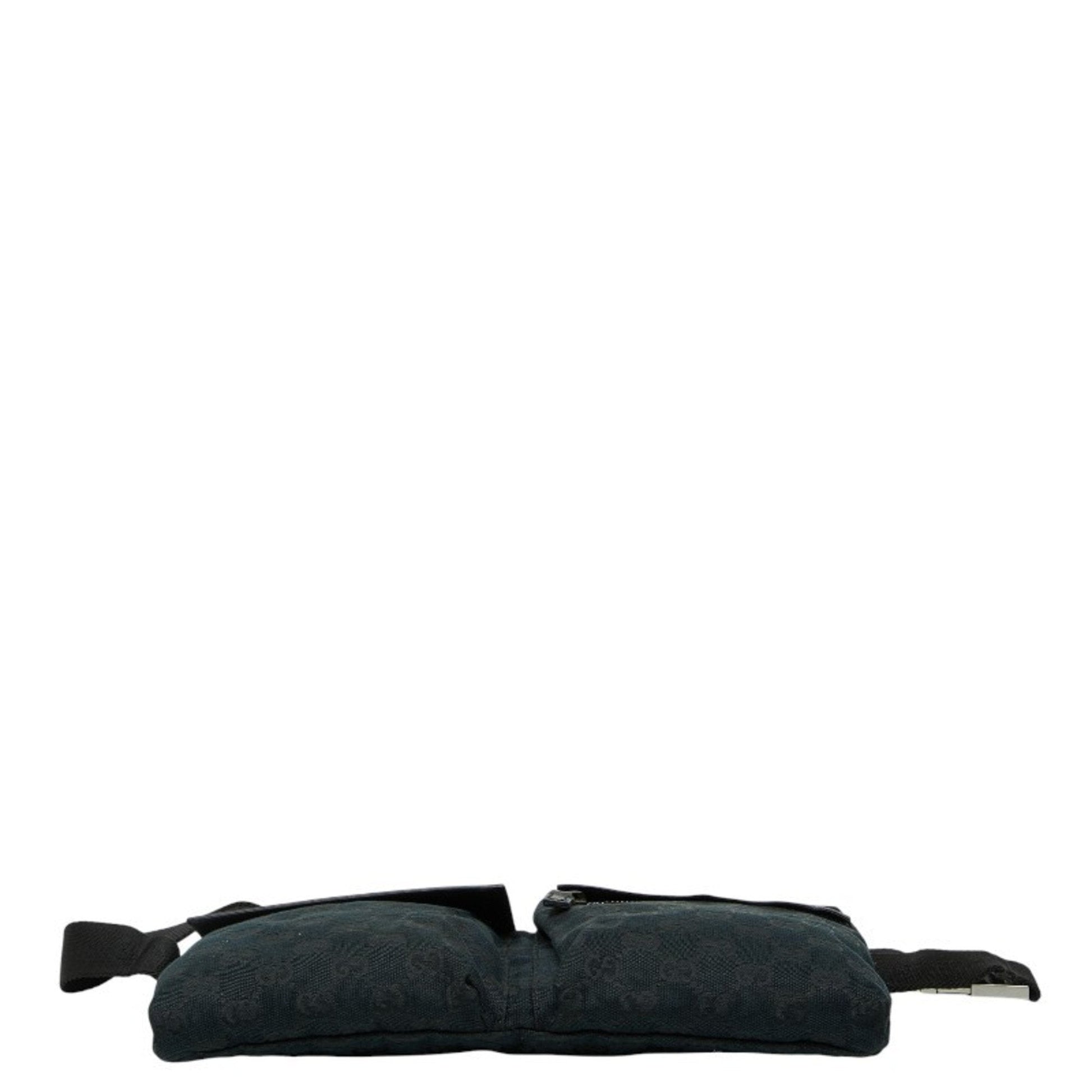 Gucci Black Canvas Leather Fanny Pack Shoulder Bag
