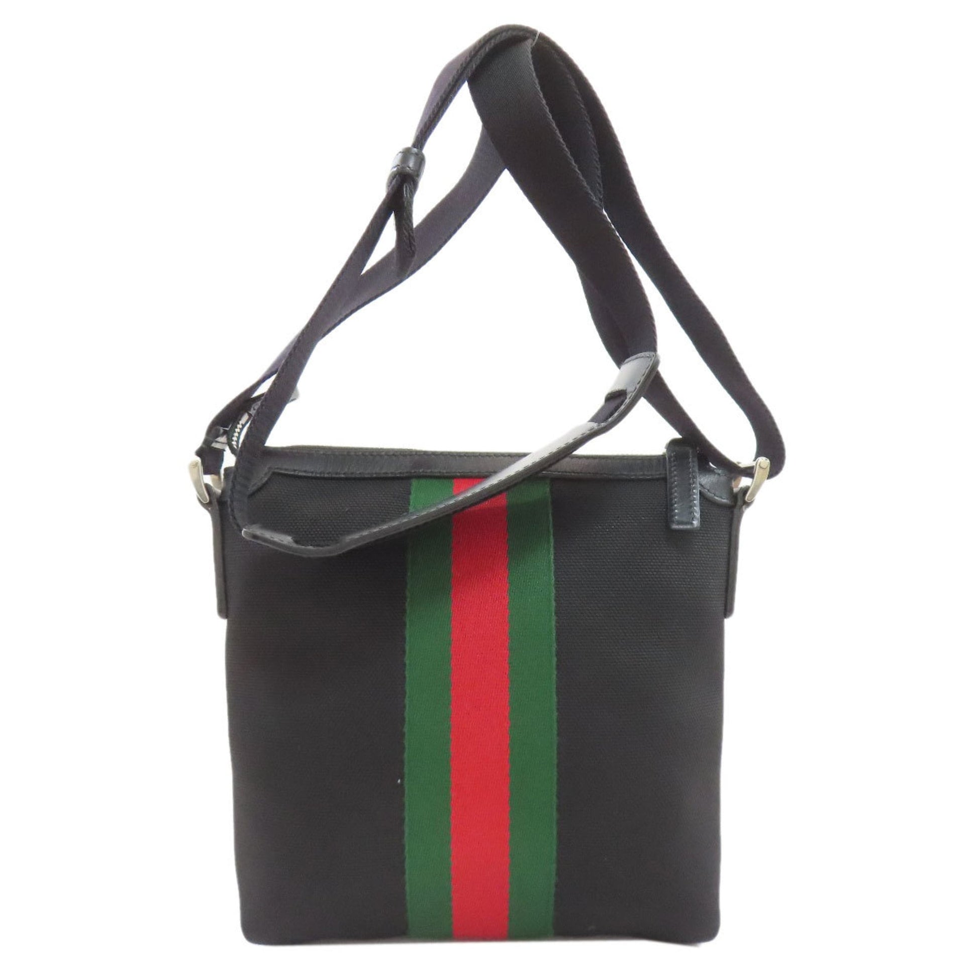 Gucci Sherry Line Black Canvas Shoulder Bag
