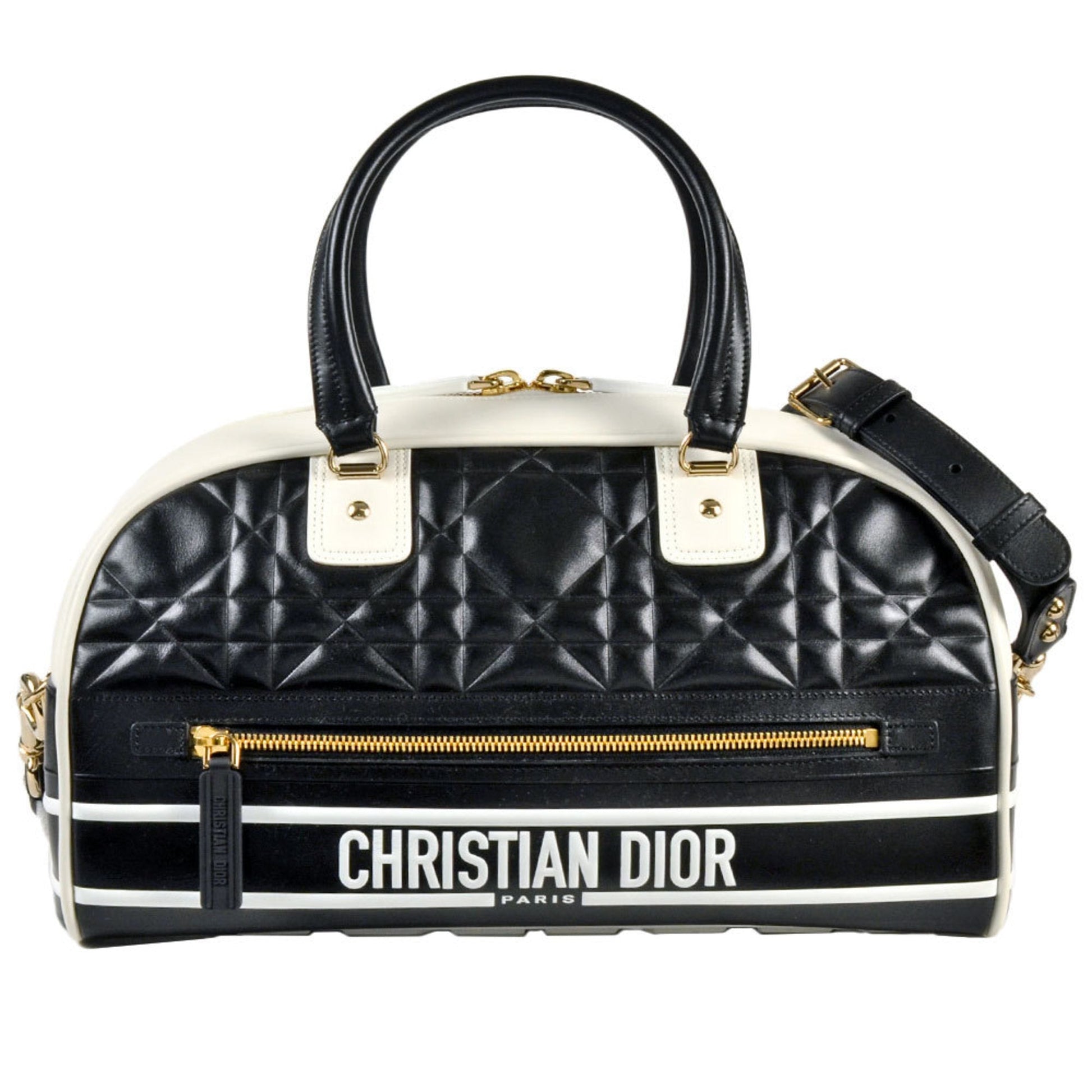 Dior Handbag Christian 5 Leather Black White