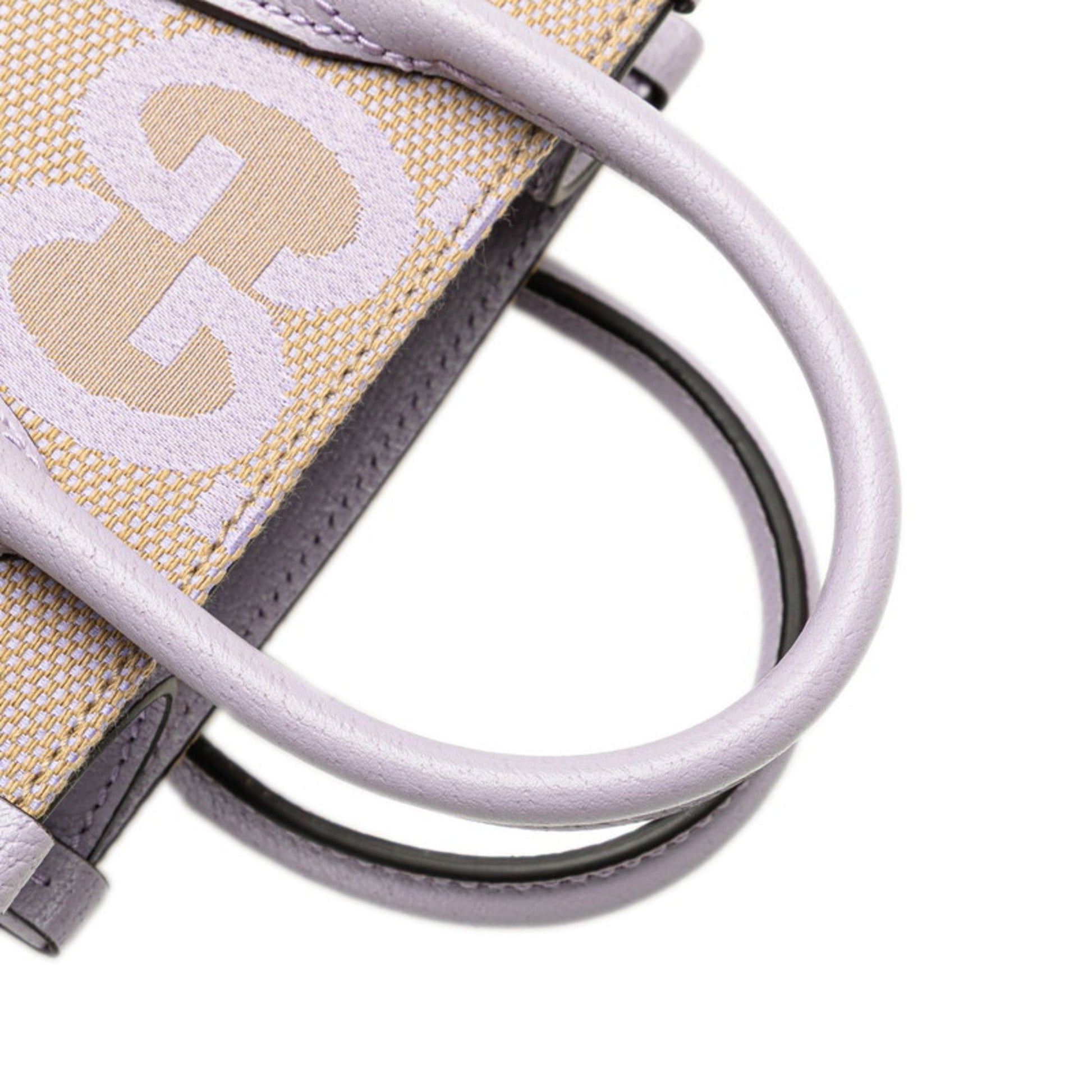 Gucci Beige Purple Canvas Leather Handbag Shoulder Bag