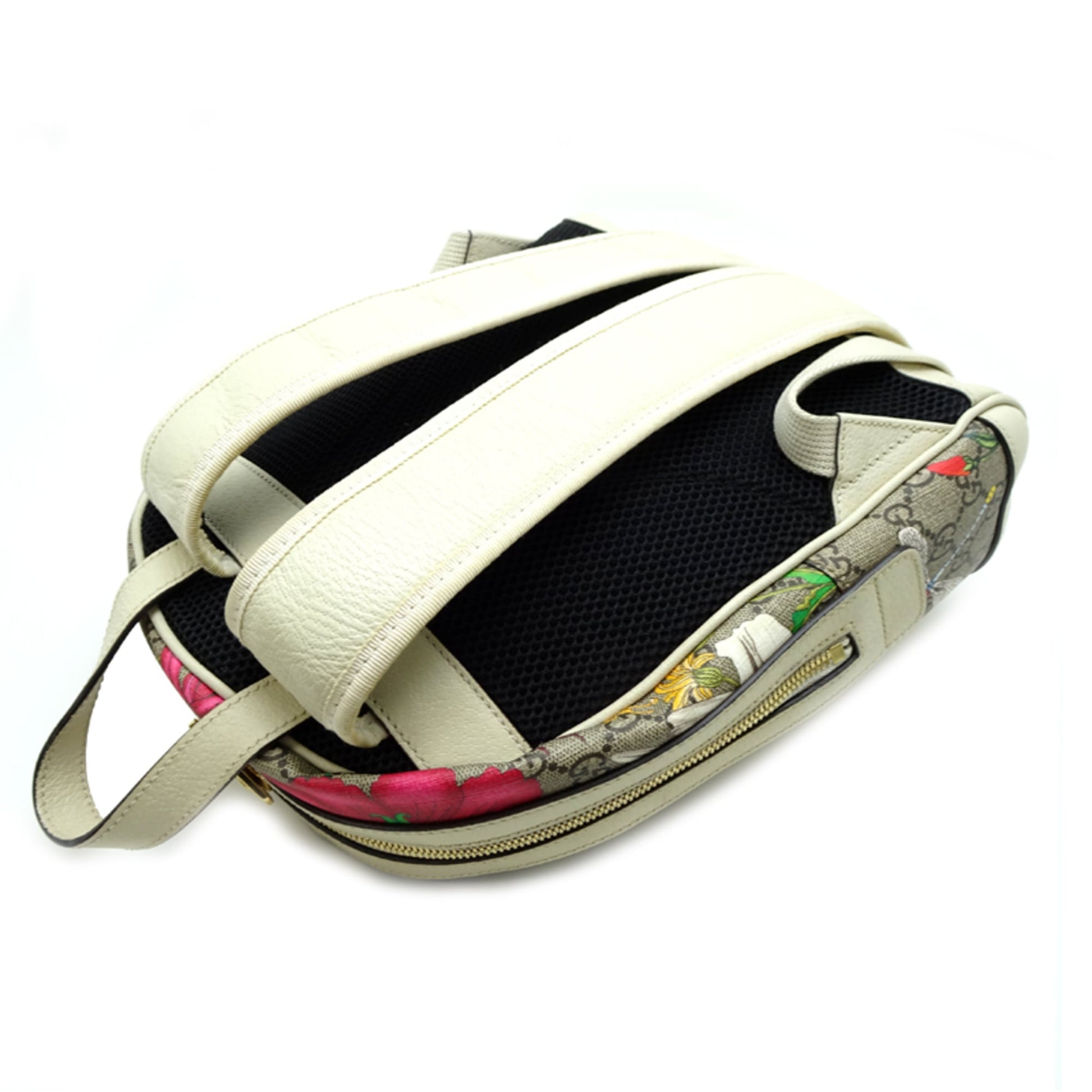 Gucci Beige White Gg Supreme Leather Backpack