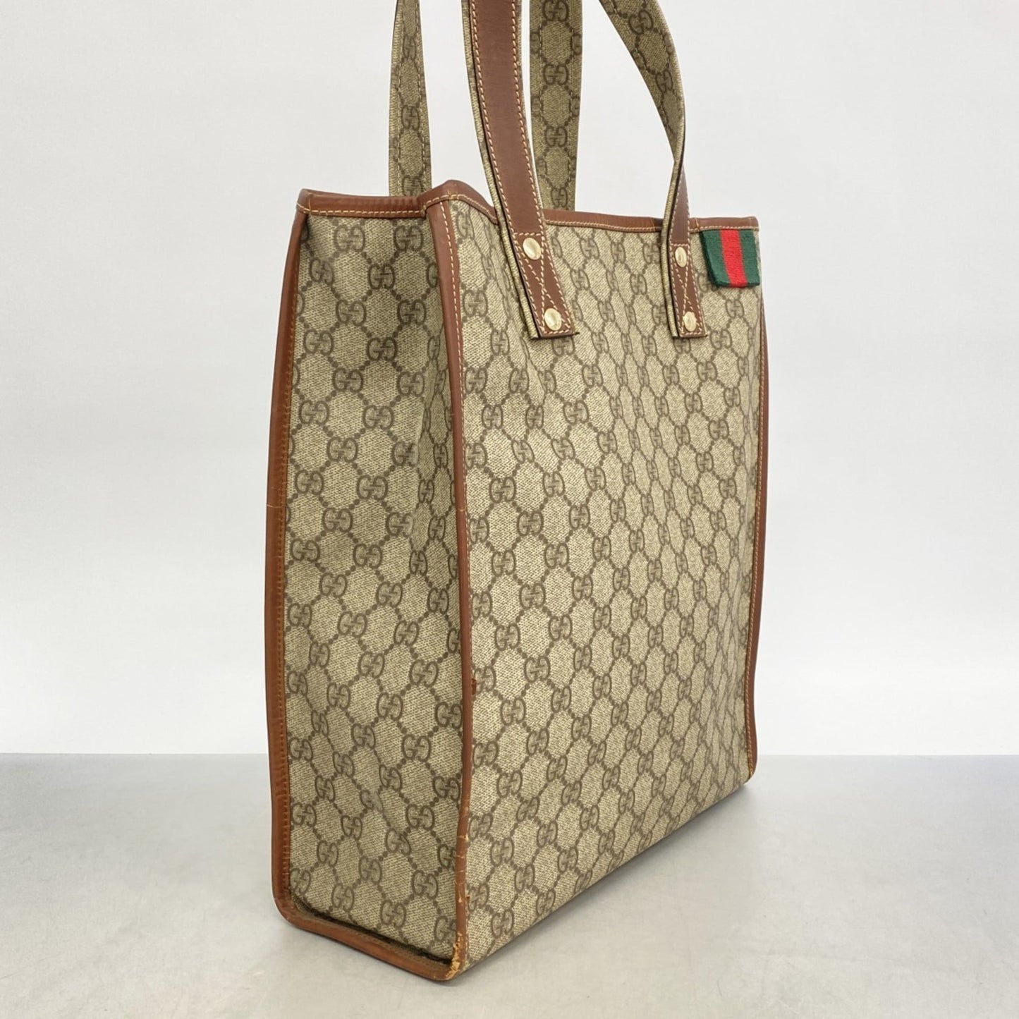 Gucci Beige Brown Pvc Tote Bag