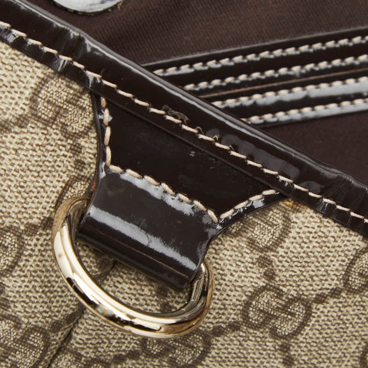 Gucci Beige Brown Pvc Leather Handbag Tote Bag