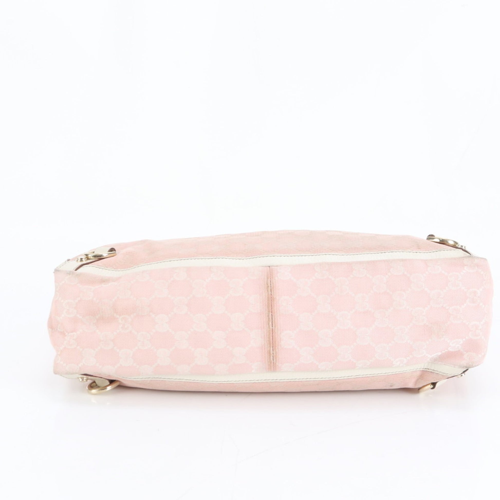 Gucci Pink Beige Leather Canvas Tote Bag