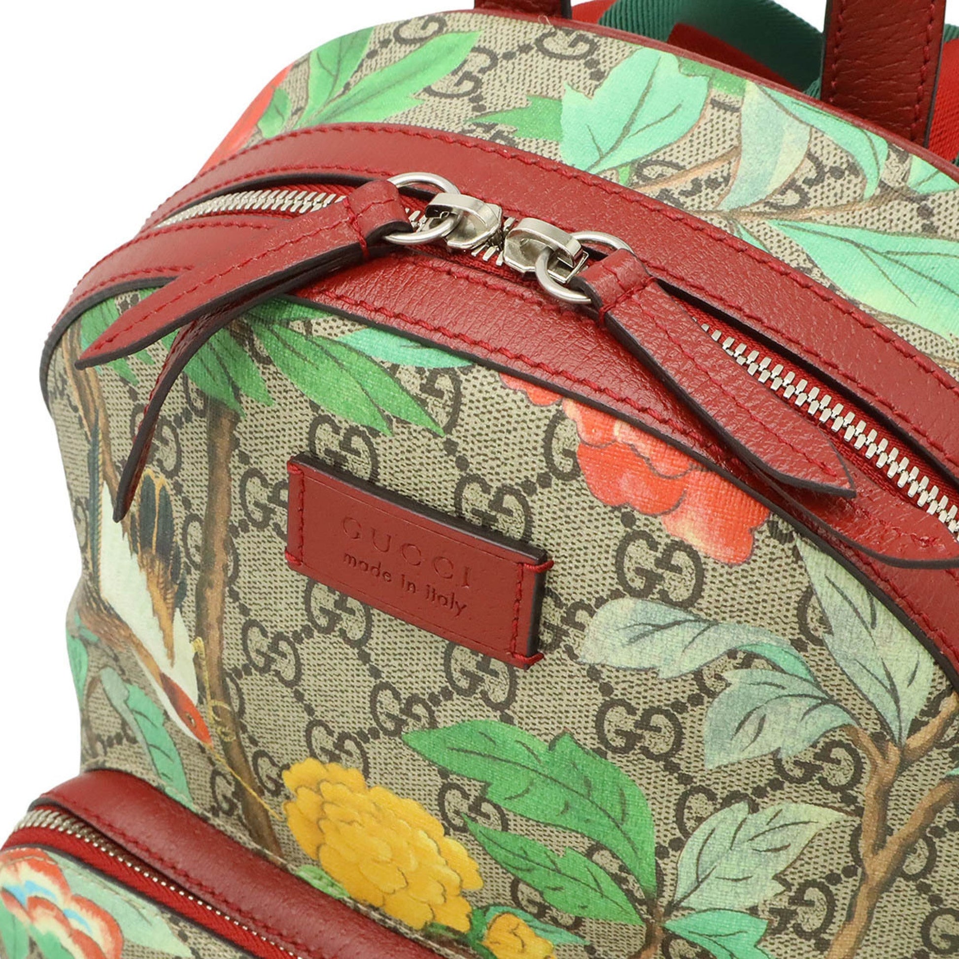 Gucci Beige Multi-Color Red Color Gg Supreme Leather Backpack